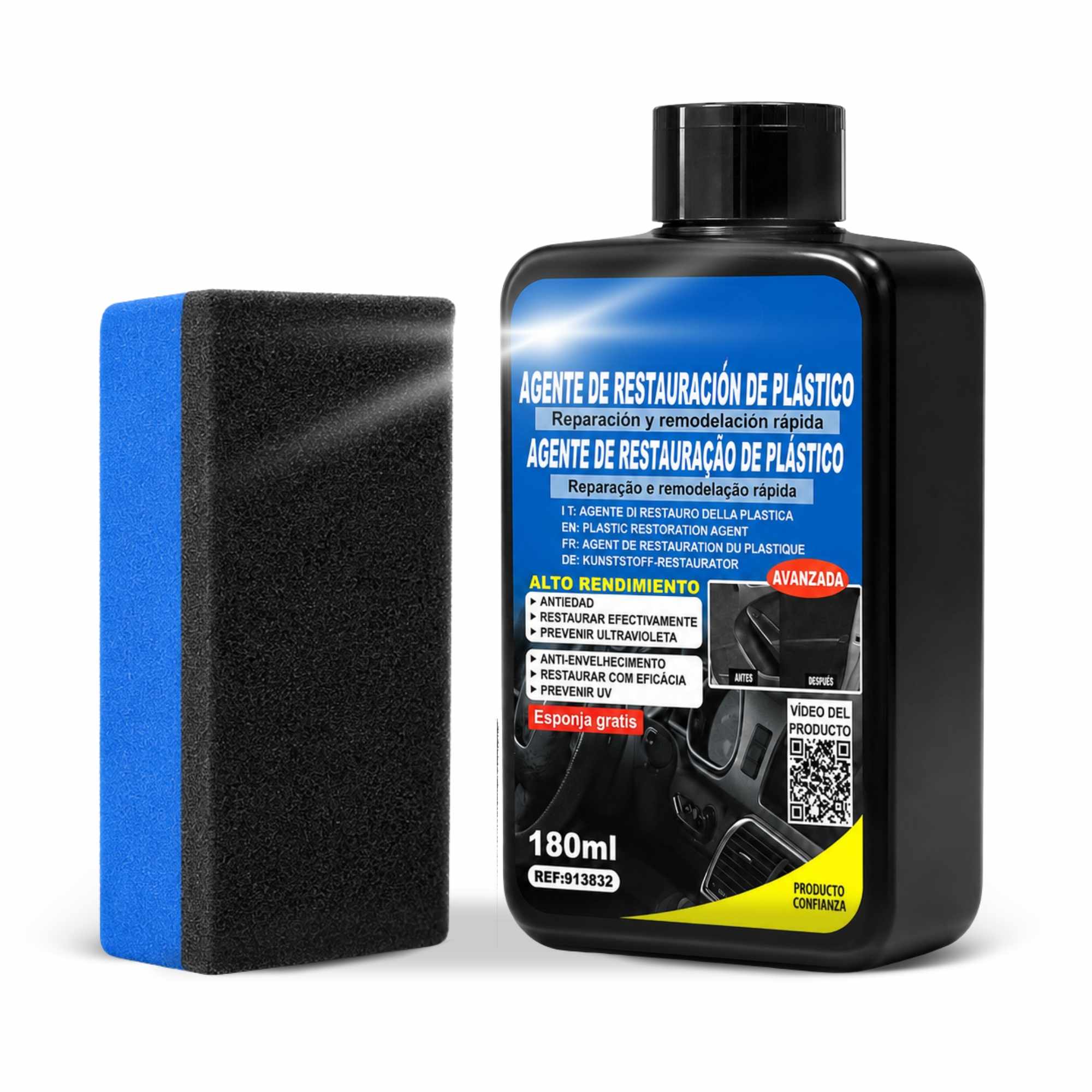 Restaurador De Plasticos Coche 180 ml + esponja - imagen 1
