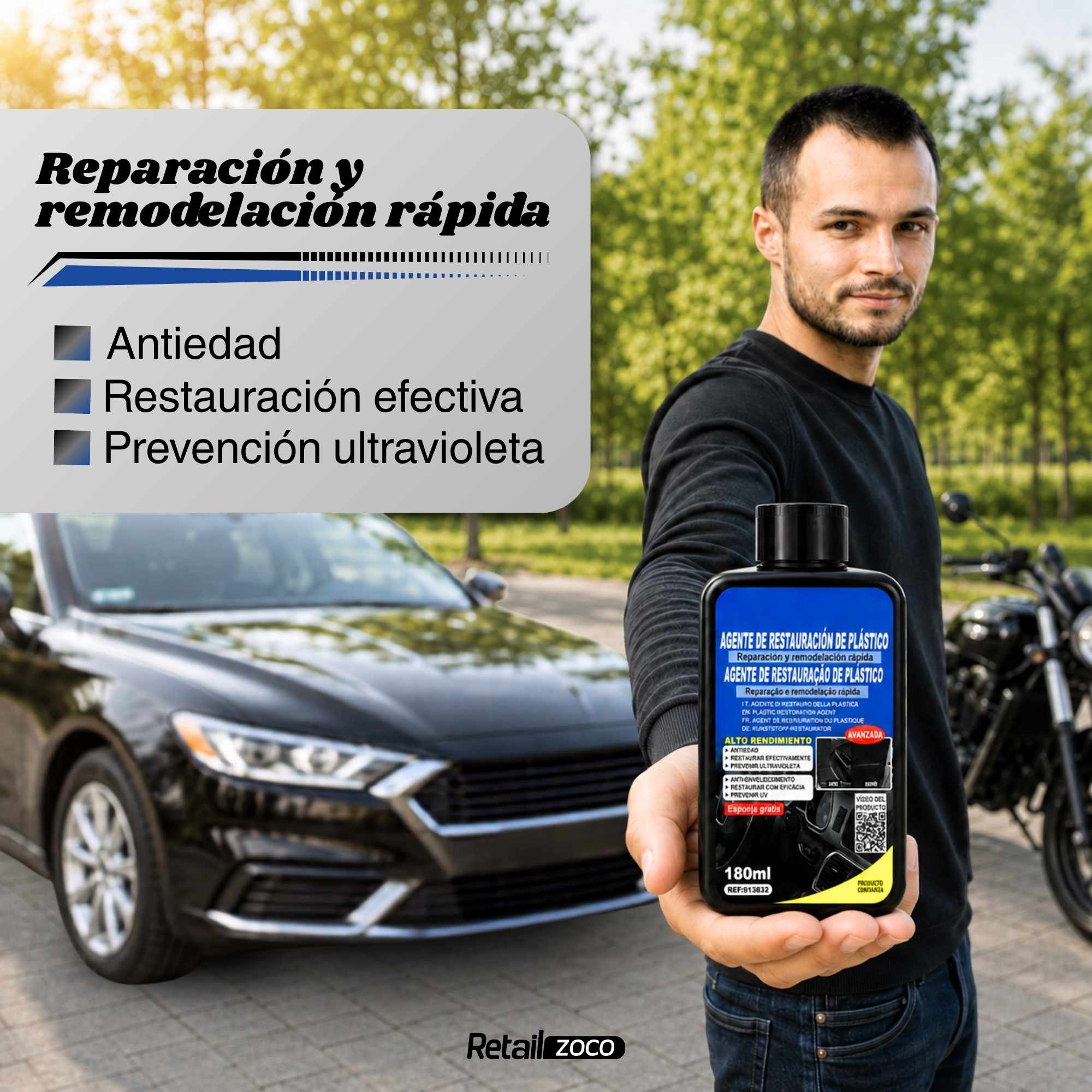 Restaurador De Plasticos Coche 180 ml + esponja - imagen 2