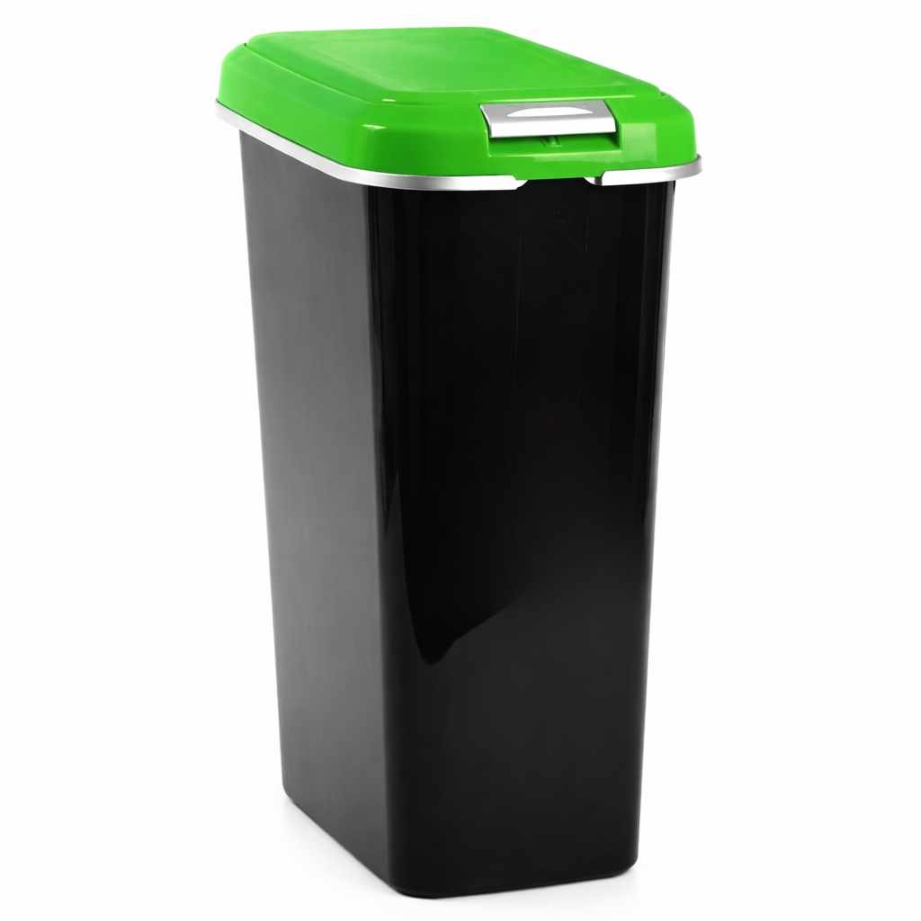 Cubo Reciclaje plástico Negro y Verde 25 Litros