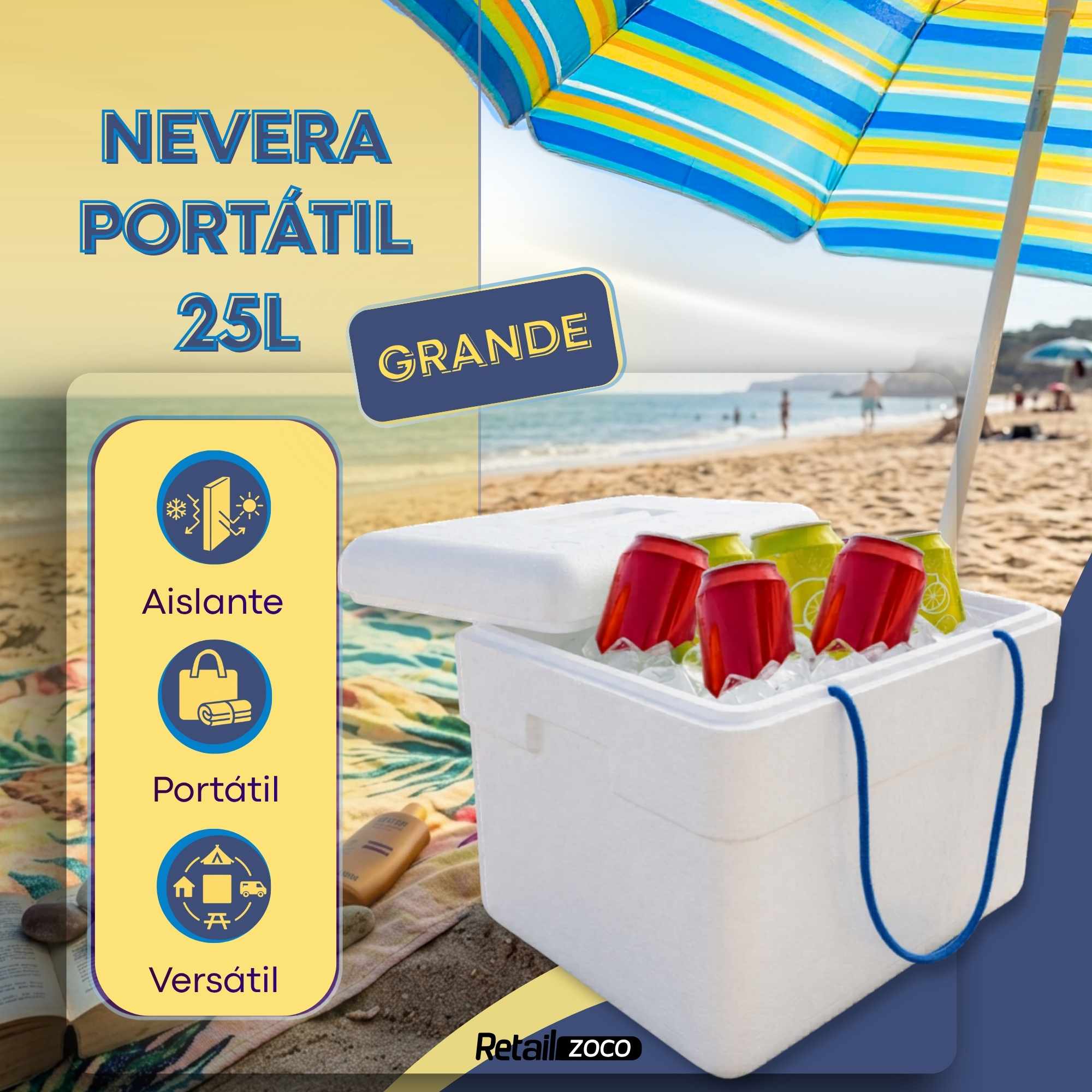 Nevera de Poliestireno 25 litros con asas - imagen 2