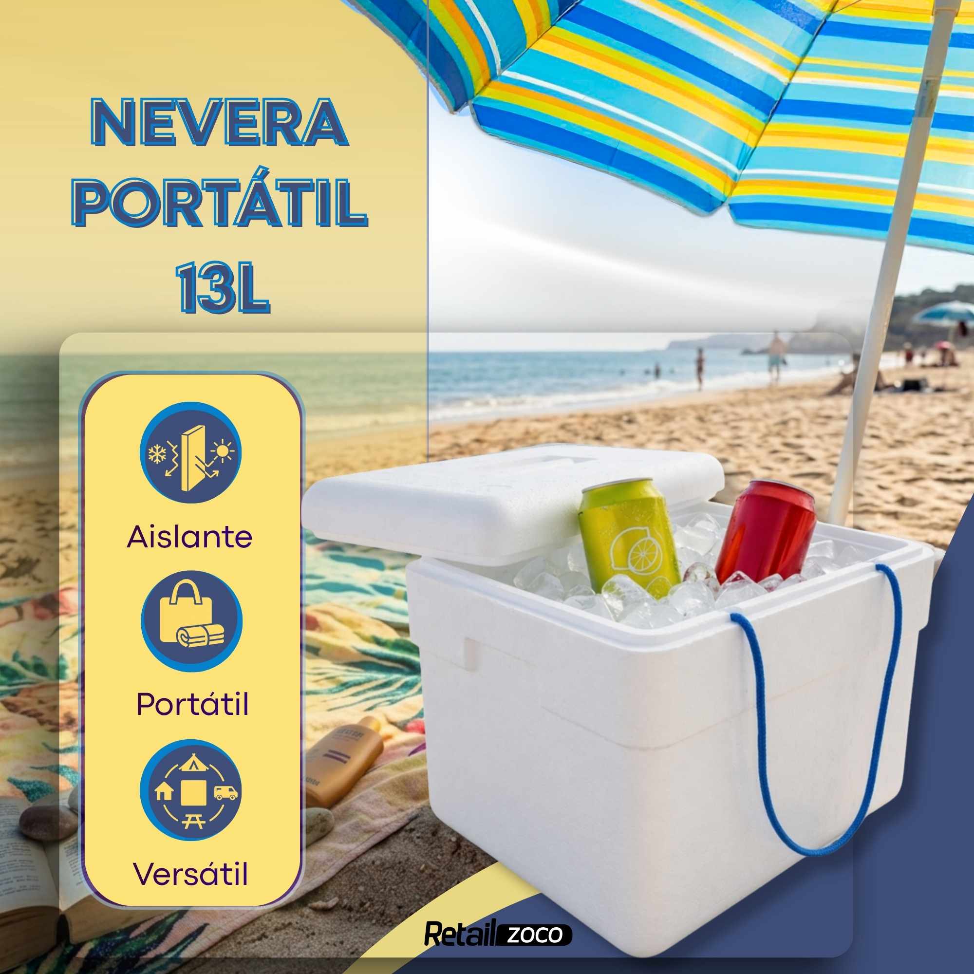 Nevera de Poliestireno 13 litros con asas - imagen 2