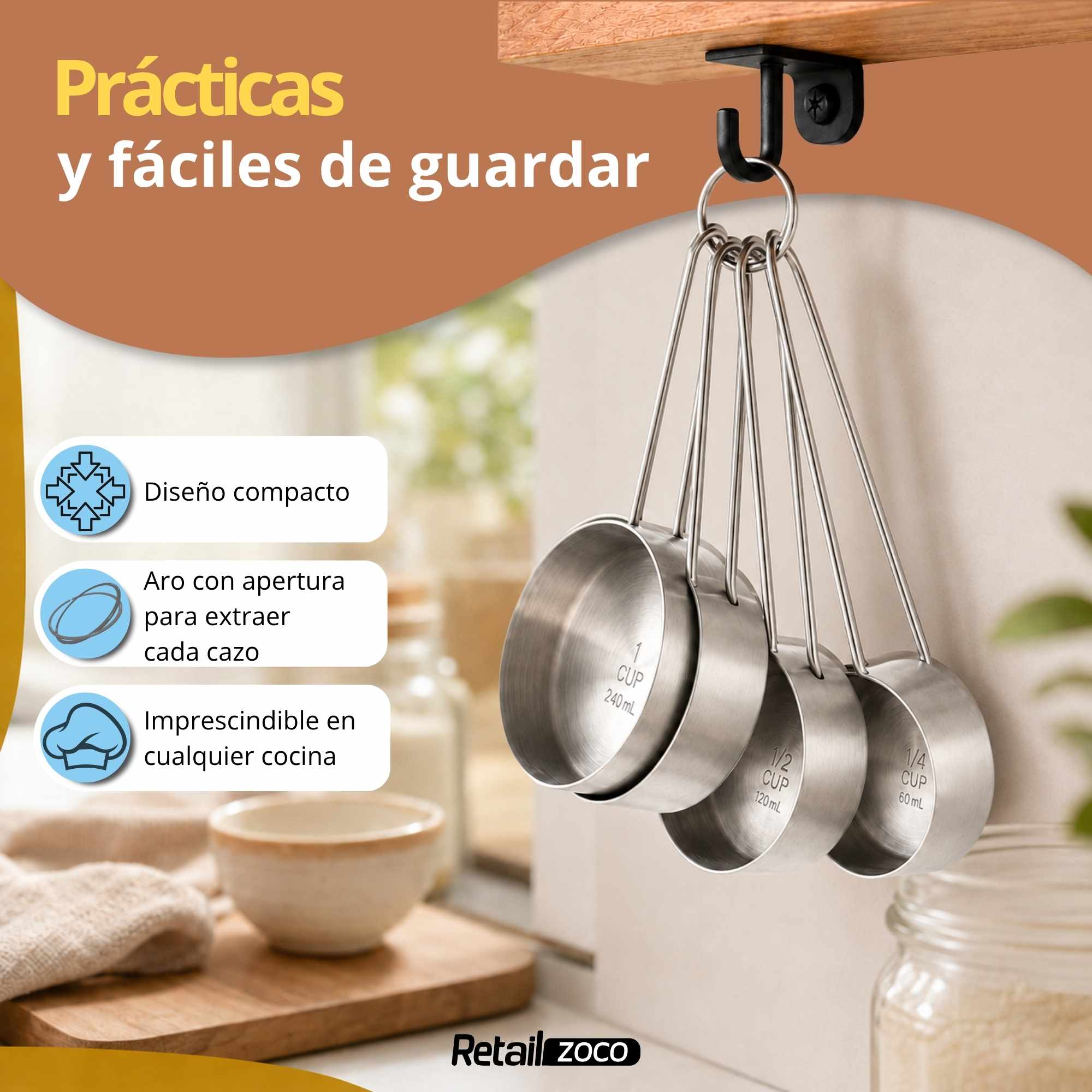 Pack 4 Cucharas Medidoras de Acero Inoxidable - imagen 4