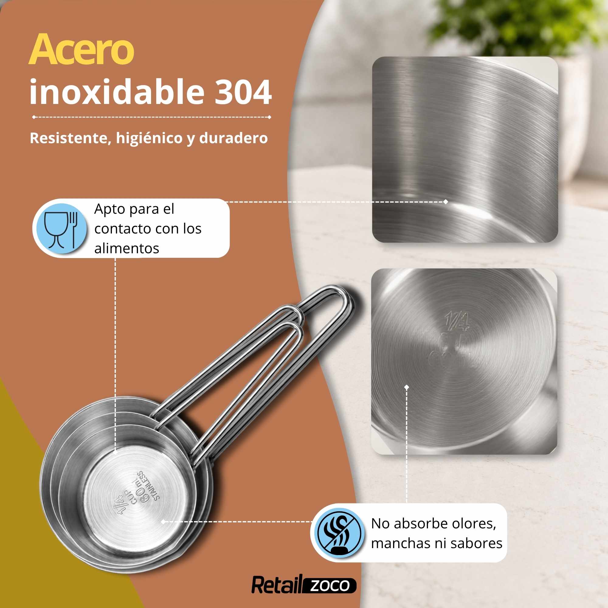 Pack 4 Cucharas Medidoras de Acero Inoxidable - imagen 5