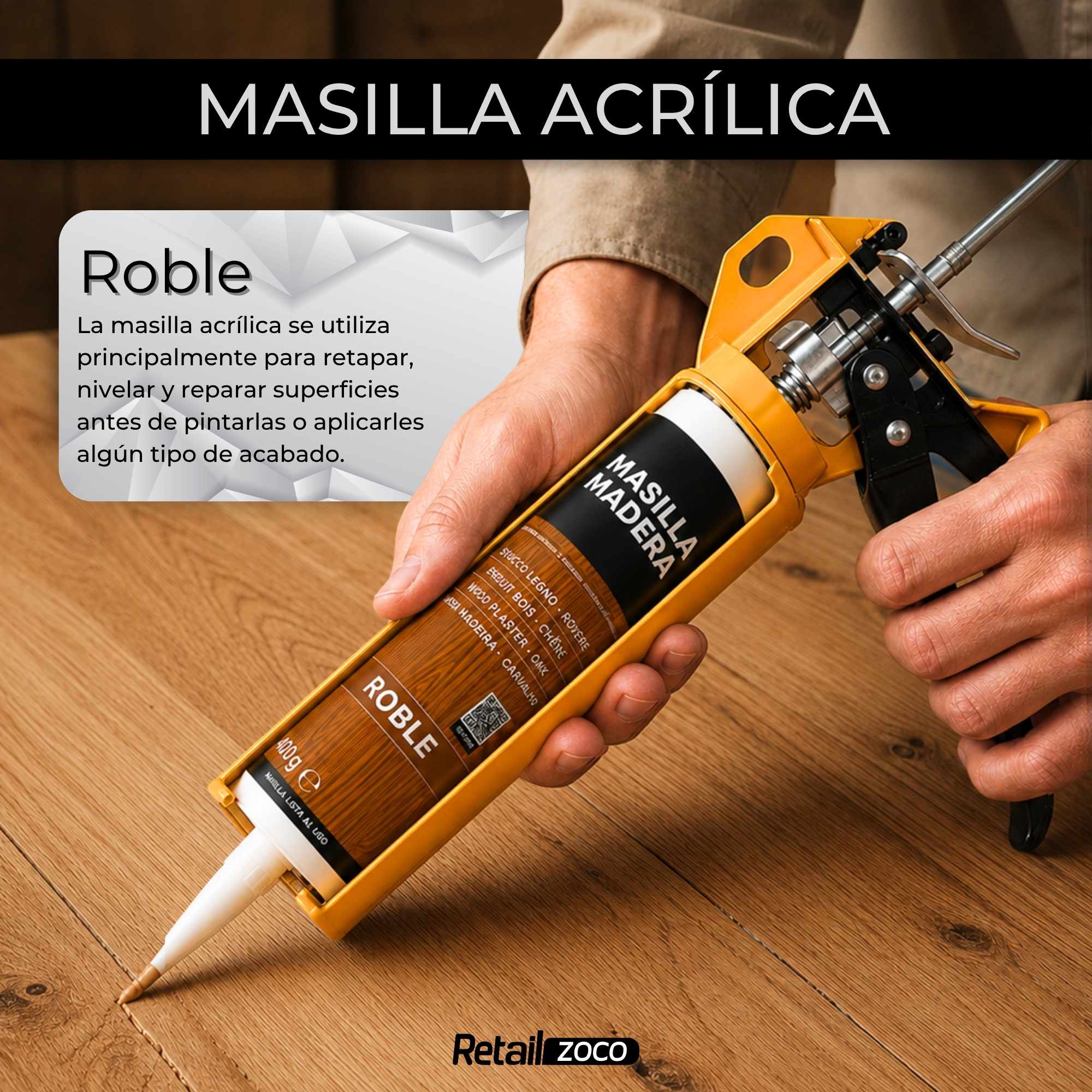 Masilla madera Roble para pistola 400 gramos - imagen 2