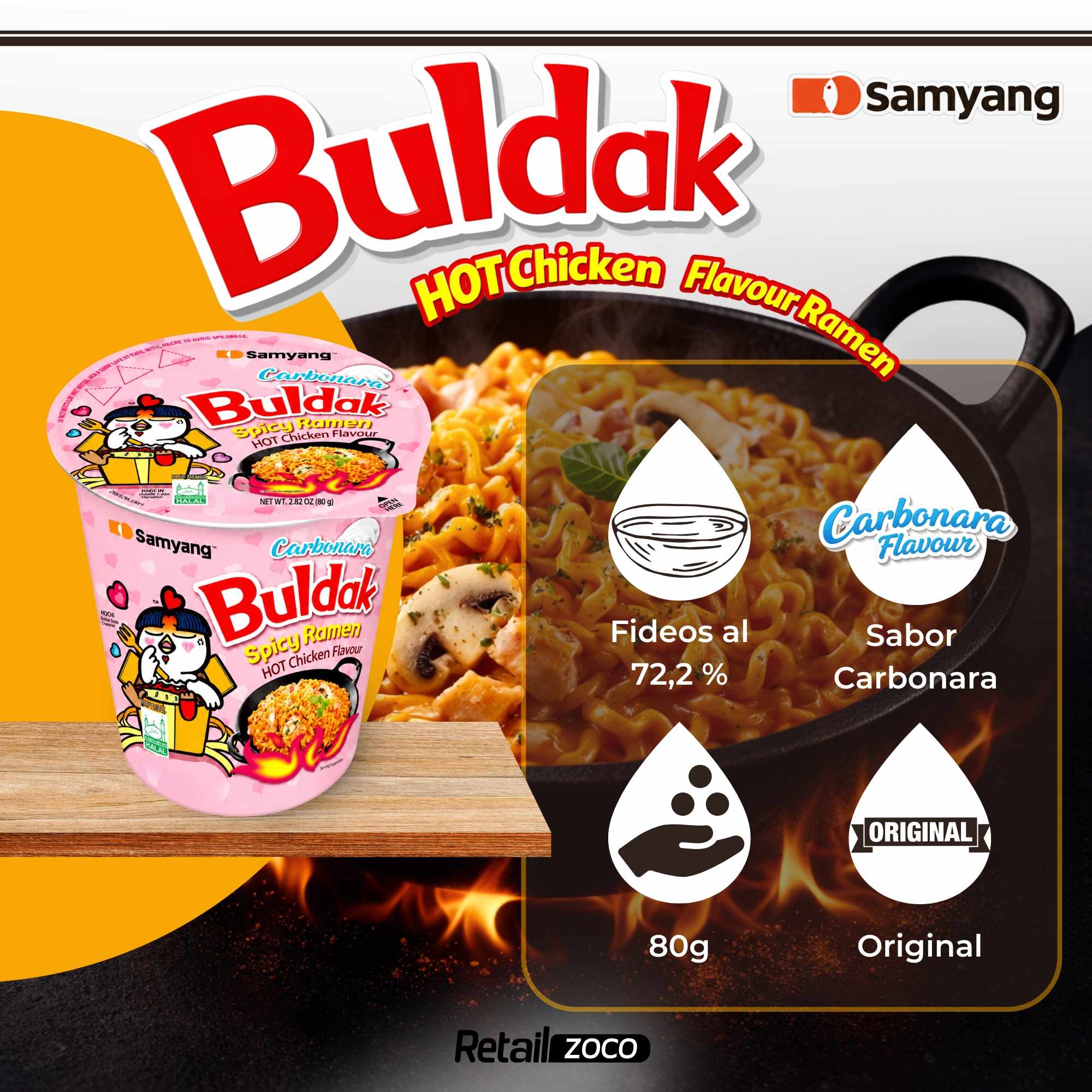 Hot Chicken Ramen Buldak Carbonara 80 g - imagen 2