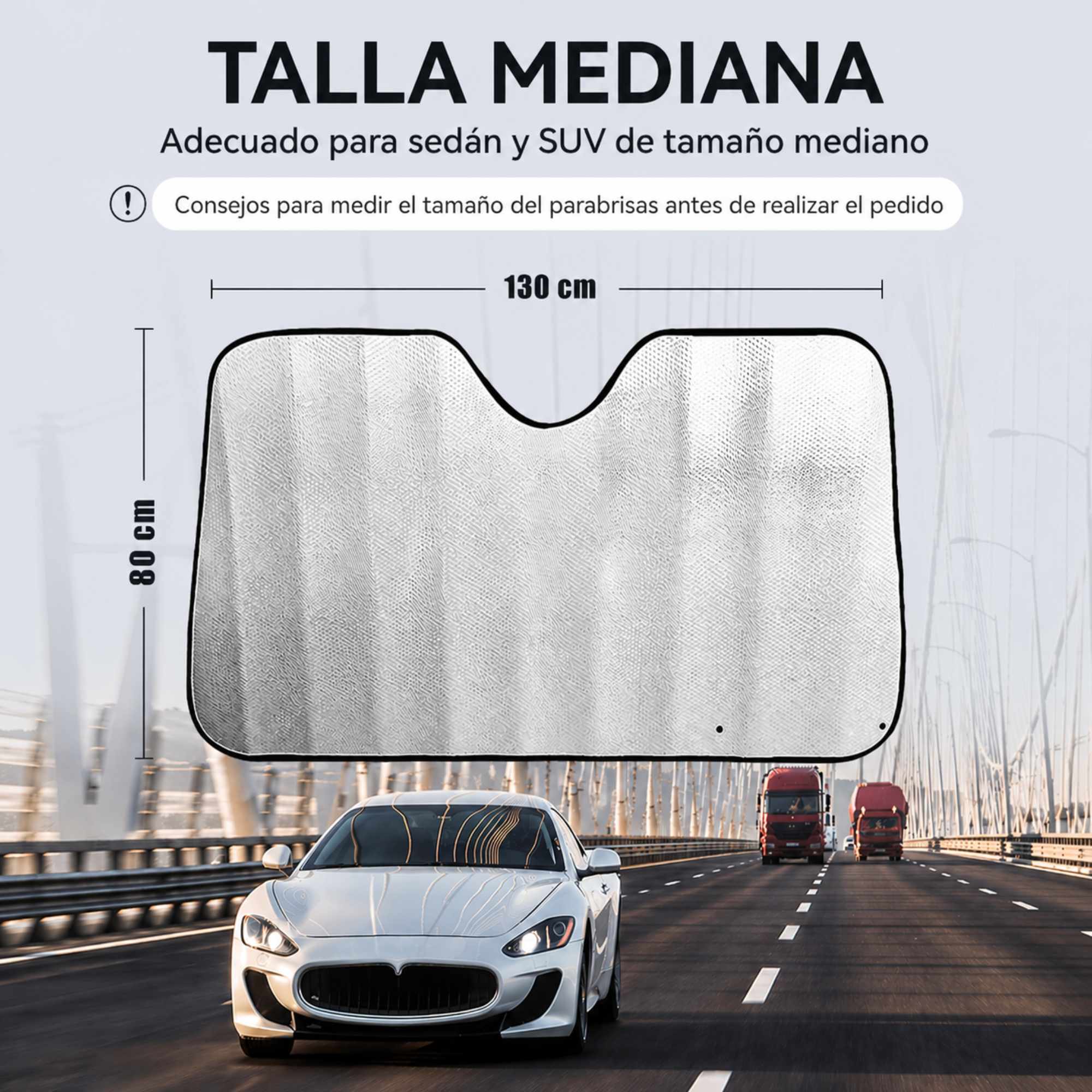 Parasol para parabrisas delantero plegable 80x130 cm Premium 300 gramos - imagen 2