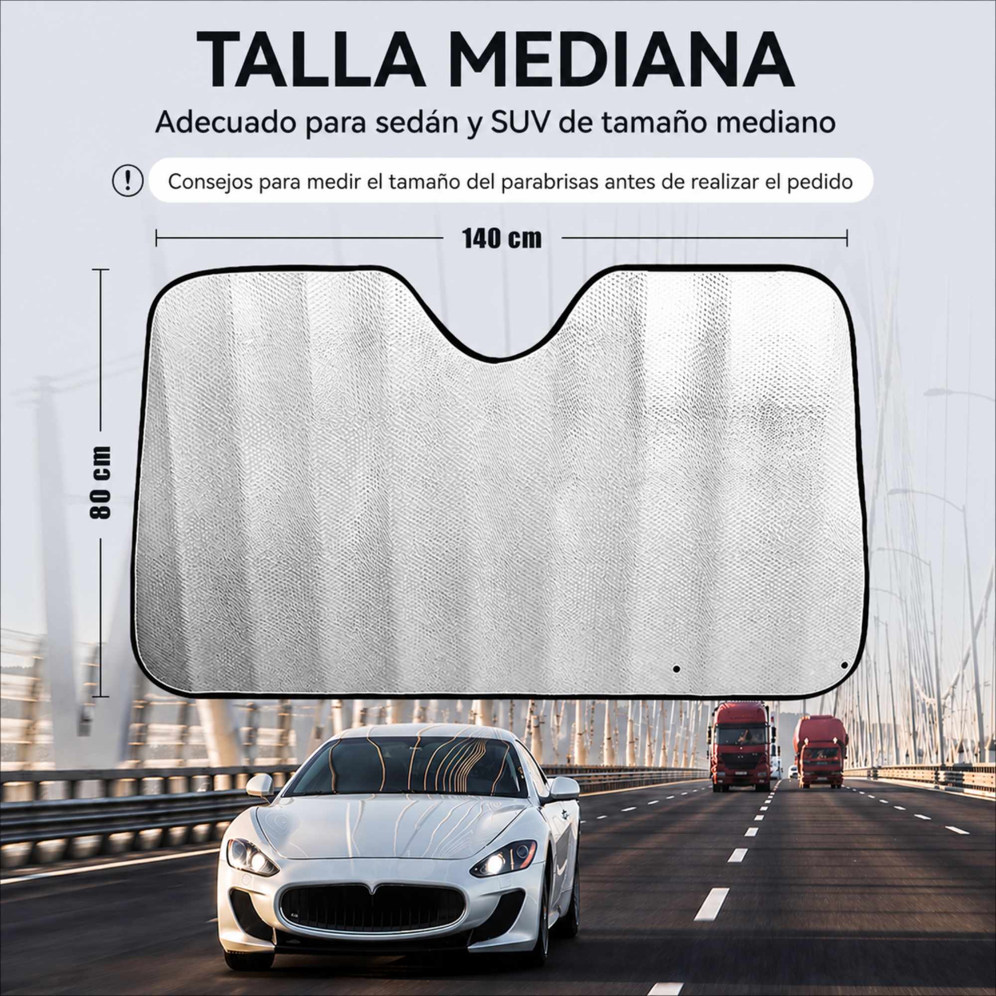 Parasol para parabrisas delantero plegable 80x140 cm Premium 300 gramos - imagen 7