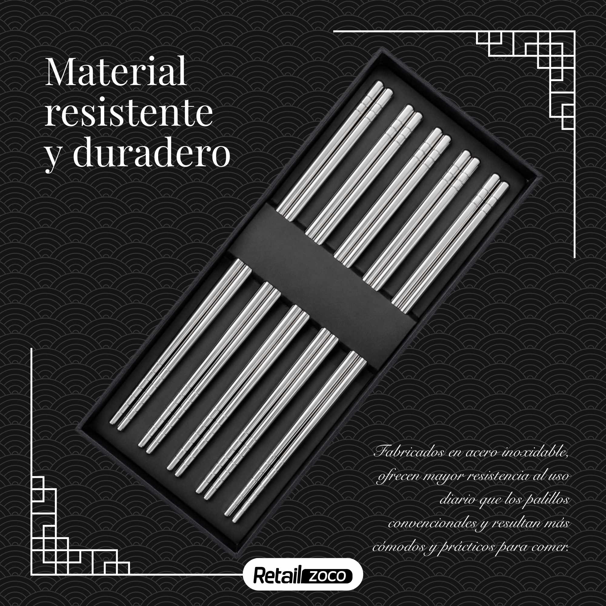 Varillas Palillos Chinos de Acero Inoxidable Pack 5 unidades - imagen 3