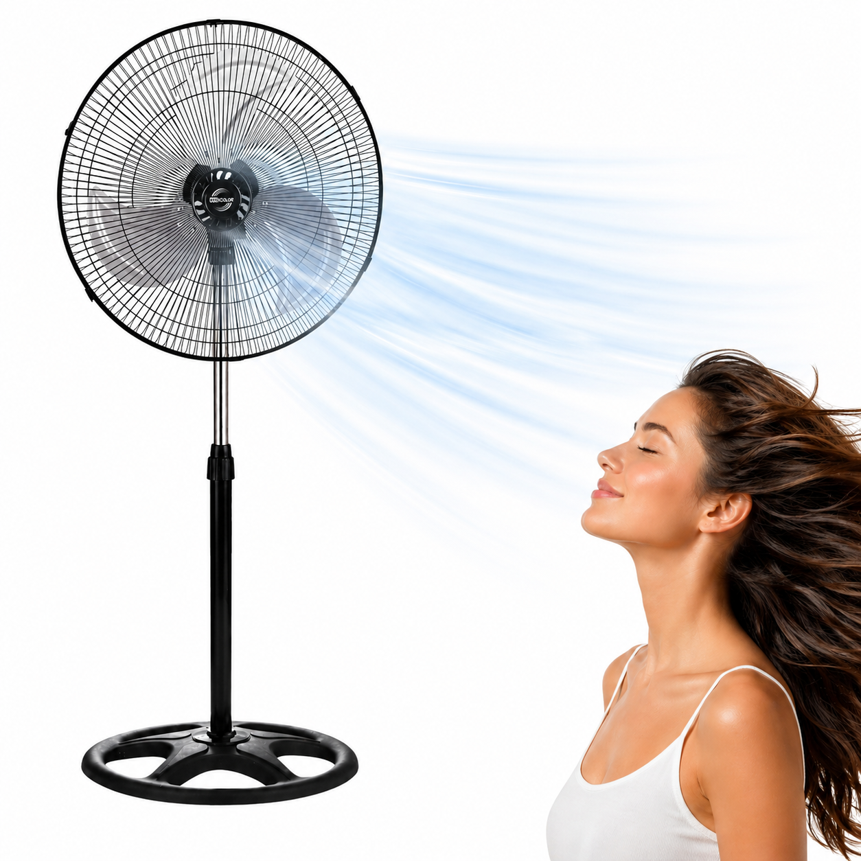 Ventilador de pie 90W Oscilante 3 velocidades color negro