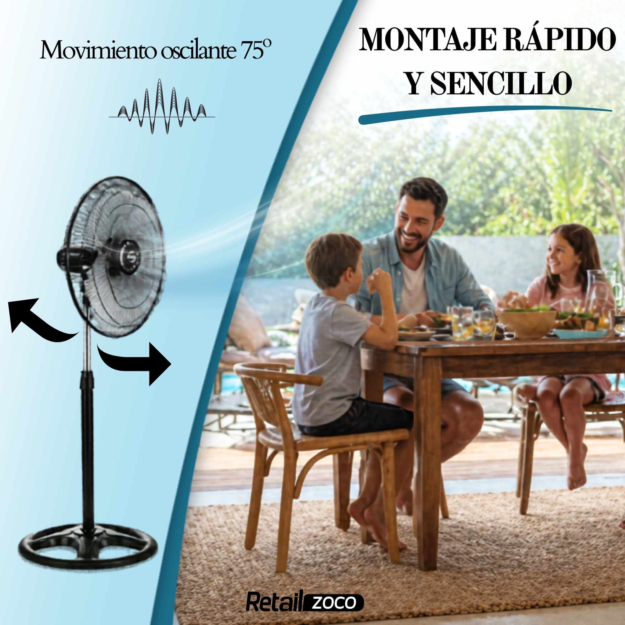 Pack 2 Ventiladores de pie 90W 3 velocidades - imagen 6