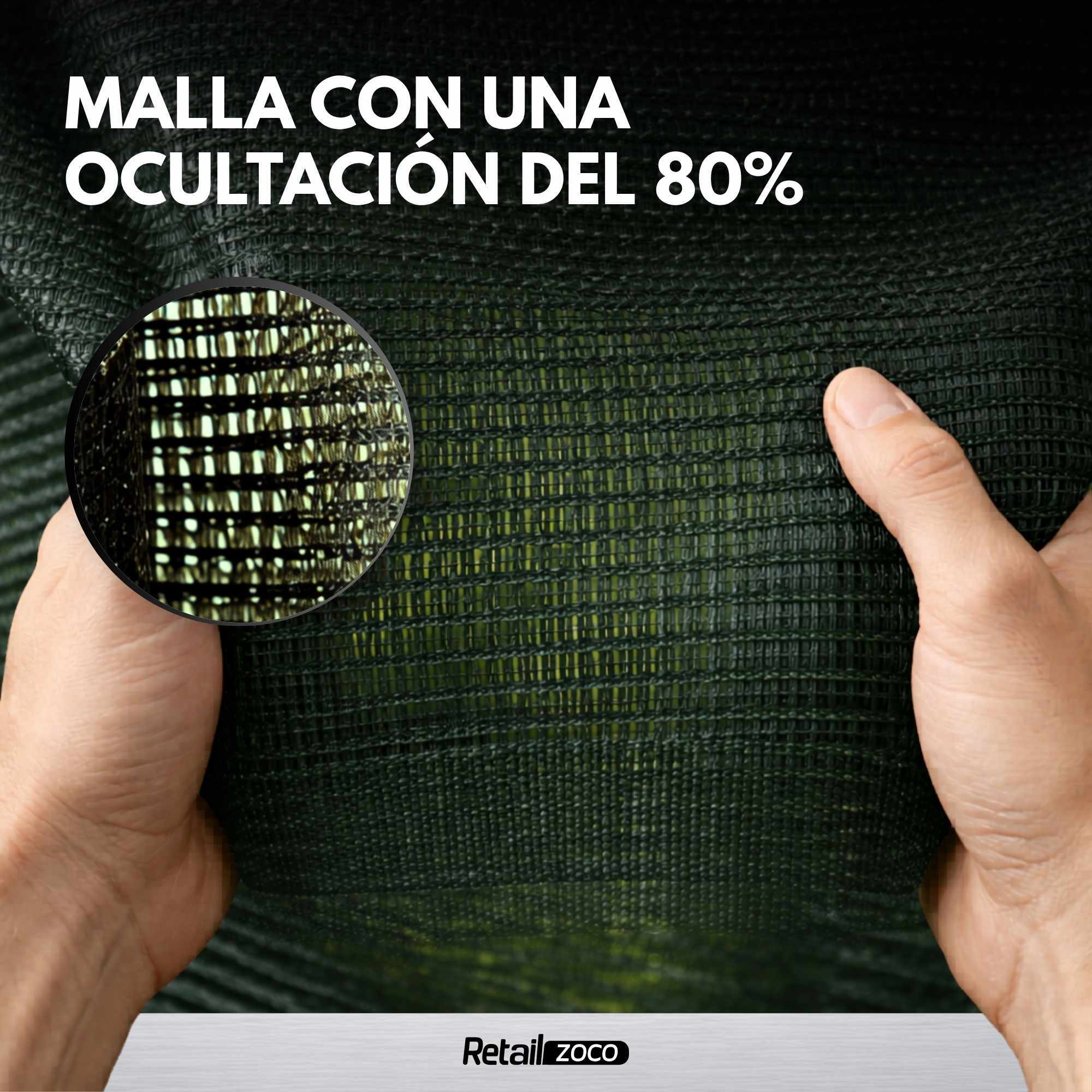 Malla de ocultación 90gr/m2 de 1 x 5 Metros Verde - imagen 3