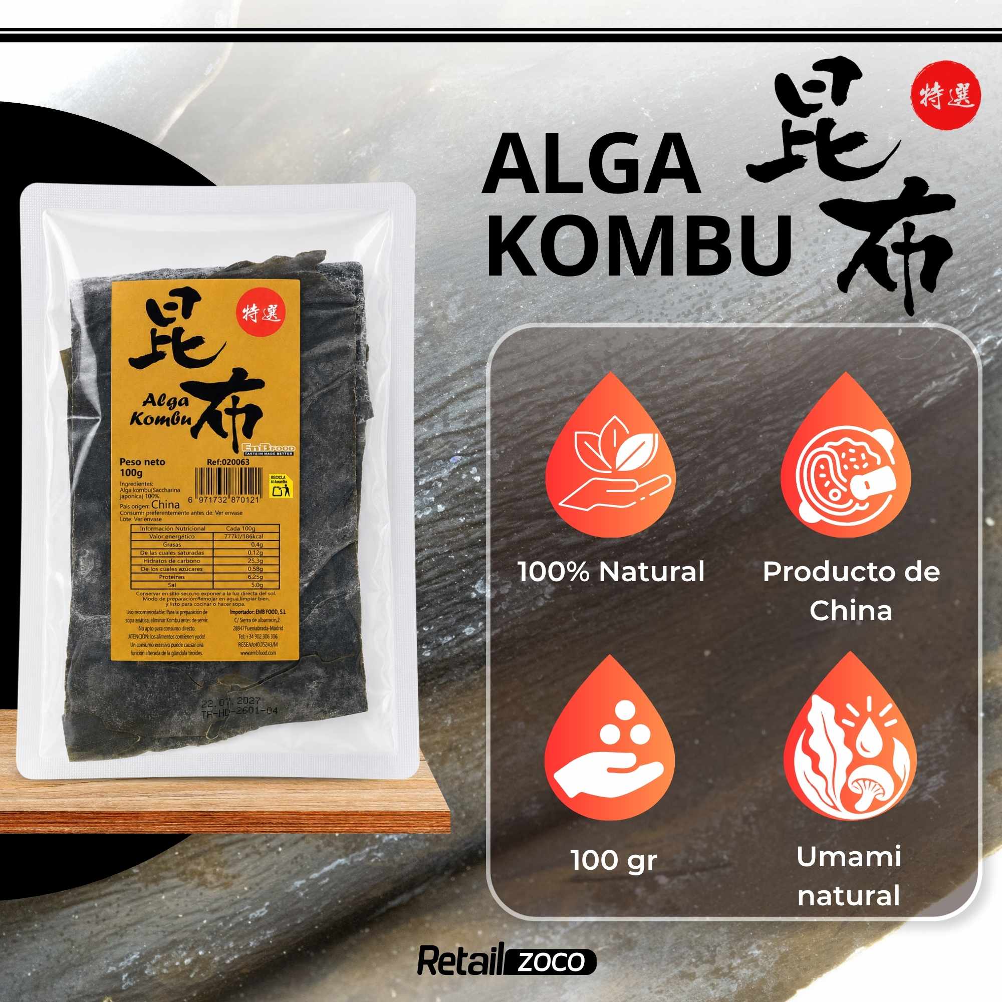 Algas Kombu Marina deshidratada 100 gr - imagen 2