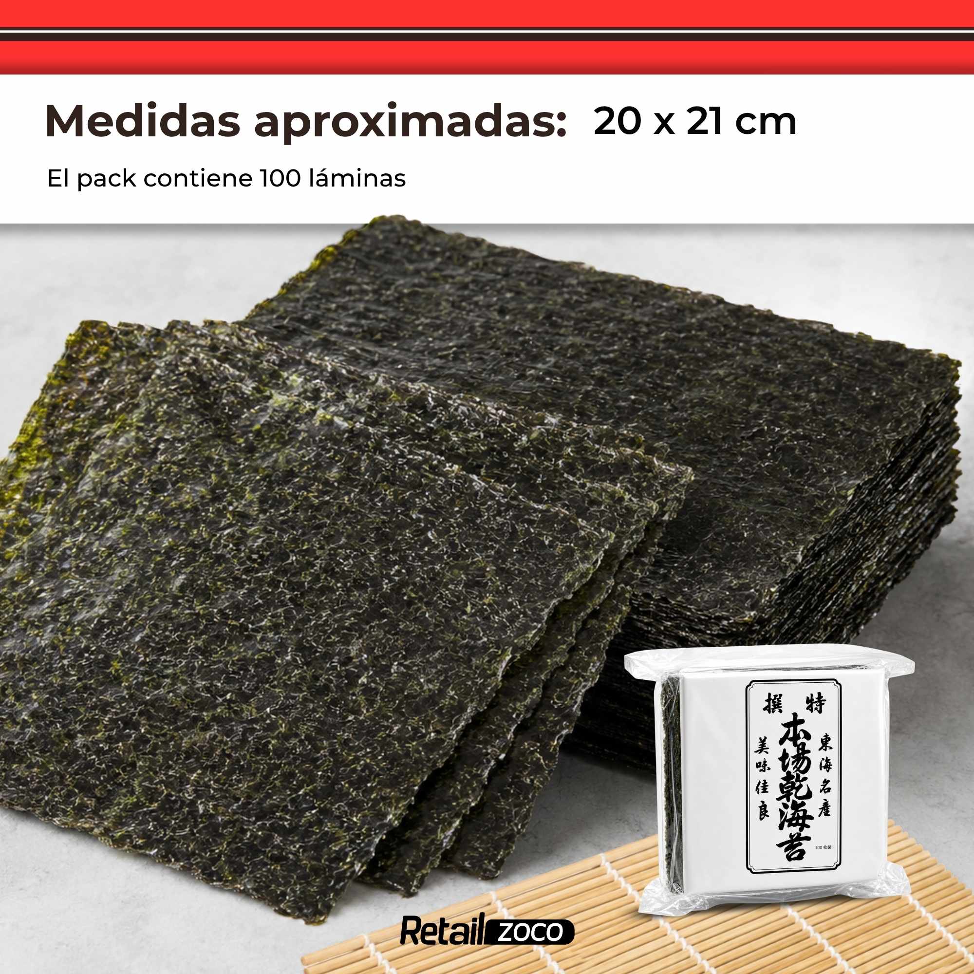 Algas Nori para sushi 100 hojas 280 grs - imagen 6