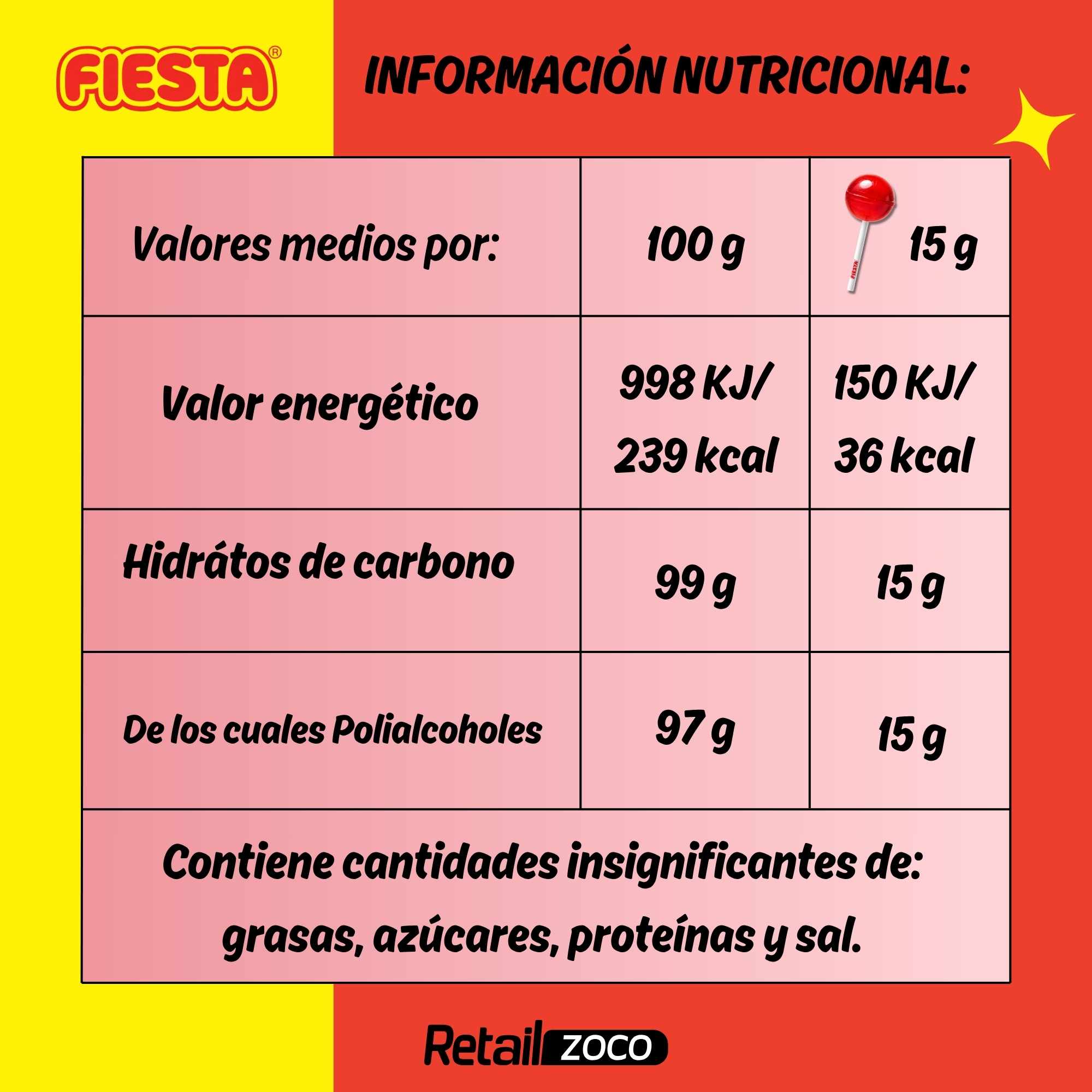 Caramelo con Palo Sabor cereza Fiesta Kojak Sin Azucar Pack 70 unidades - imagen 5