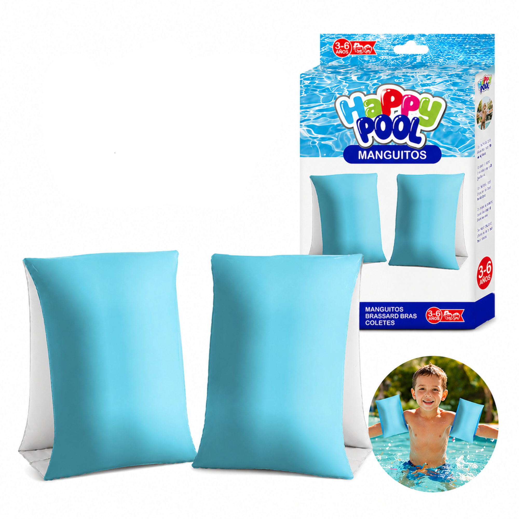 Manguitos de piscina Happy Pool Azul