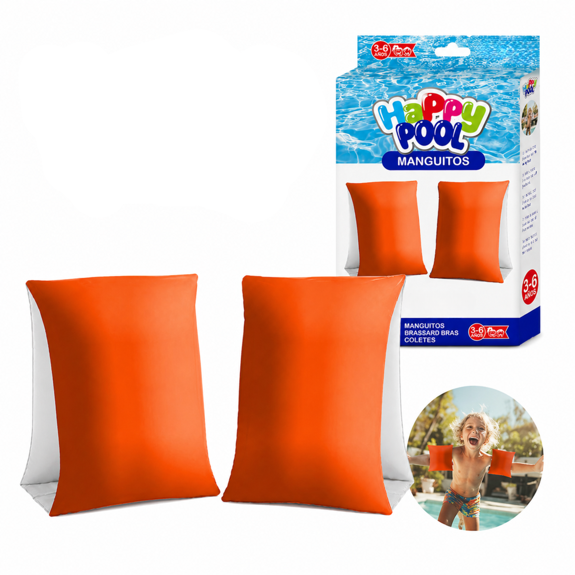 Manguitos de piscina Happy Pool Naranja