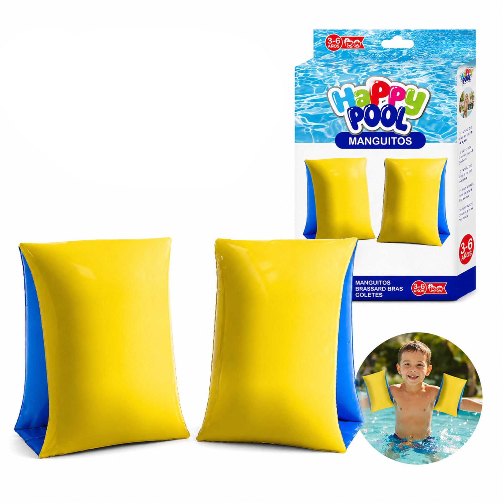 Manguitos de piscina Happy Pool Amarillo - imagen 1
