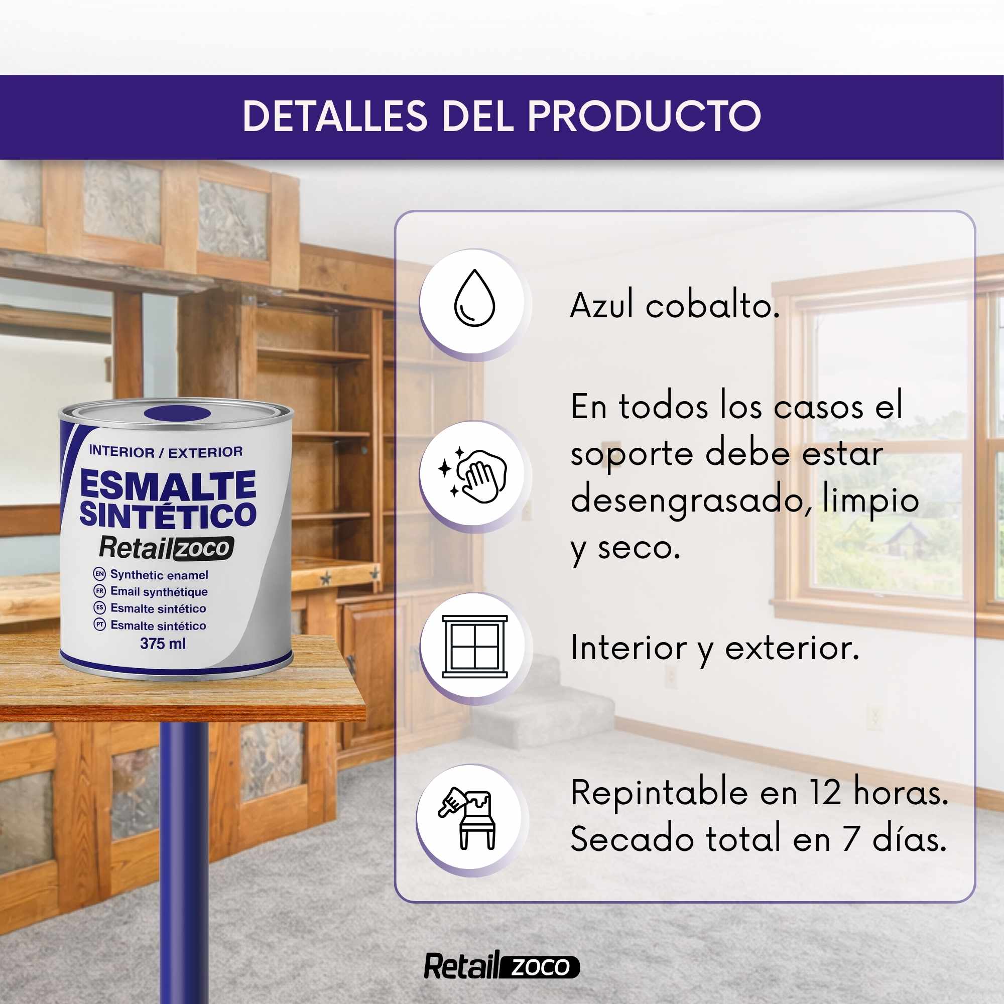 Esmalte sintetico Azul cobalto 375 ml - imagen 4