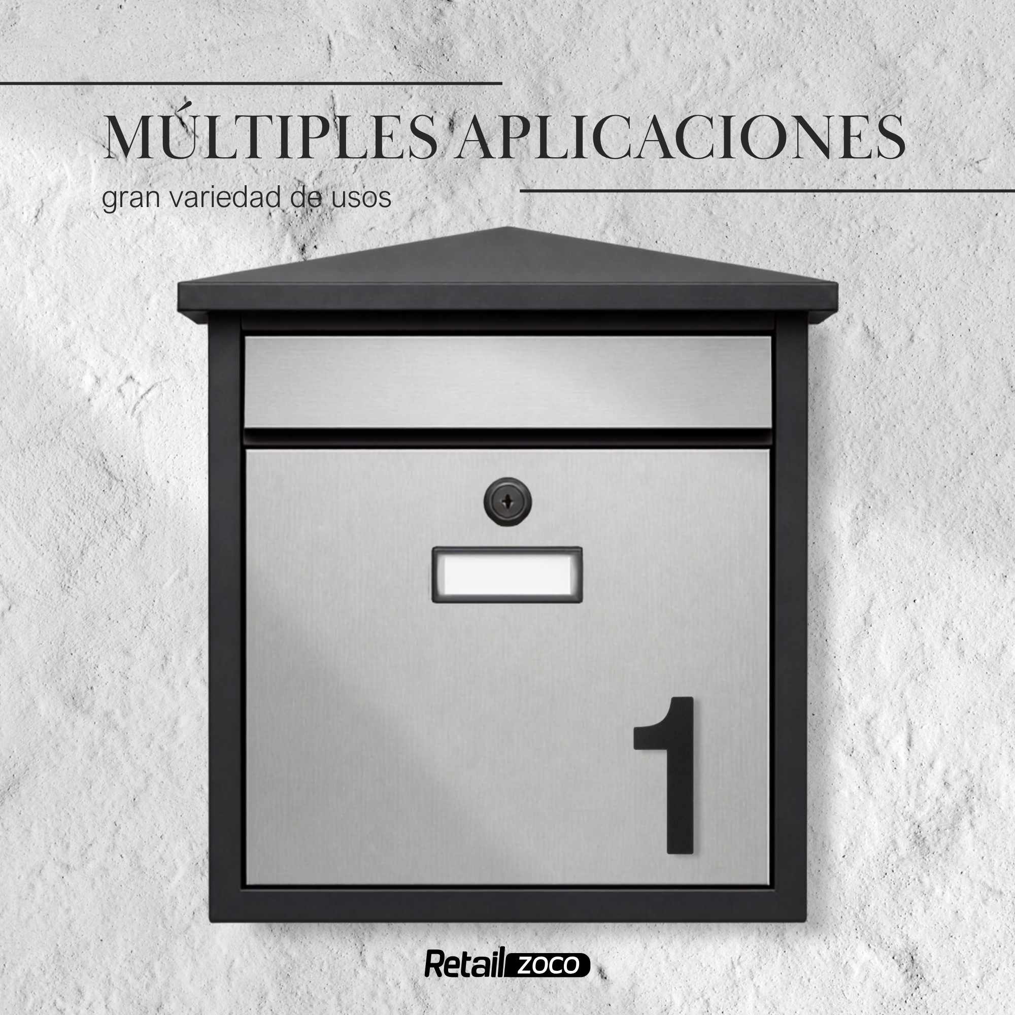 Numero 1 adhesivo en acero inoxidable 7.5 cm Negro - imagen 5