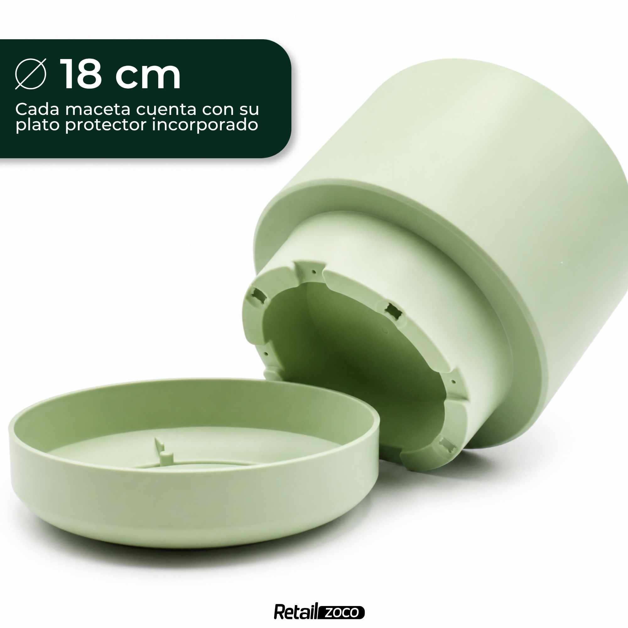 Mini Maceta con plato 18 cm pack 3 unidades colores pasteles - imagen 3