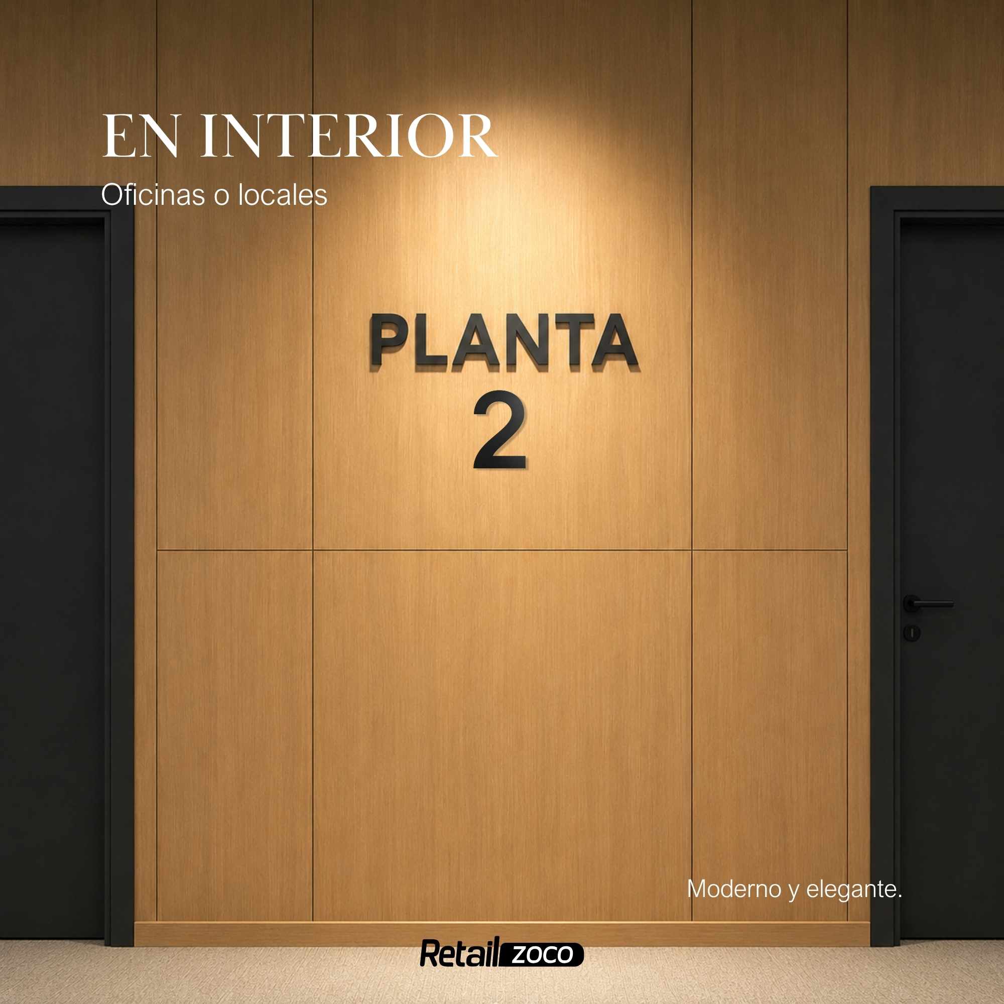Numero 2 flotante en acero inoxidable 15.2 cm Negro - imagen 4