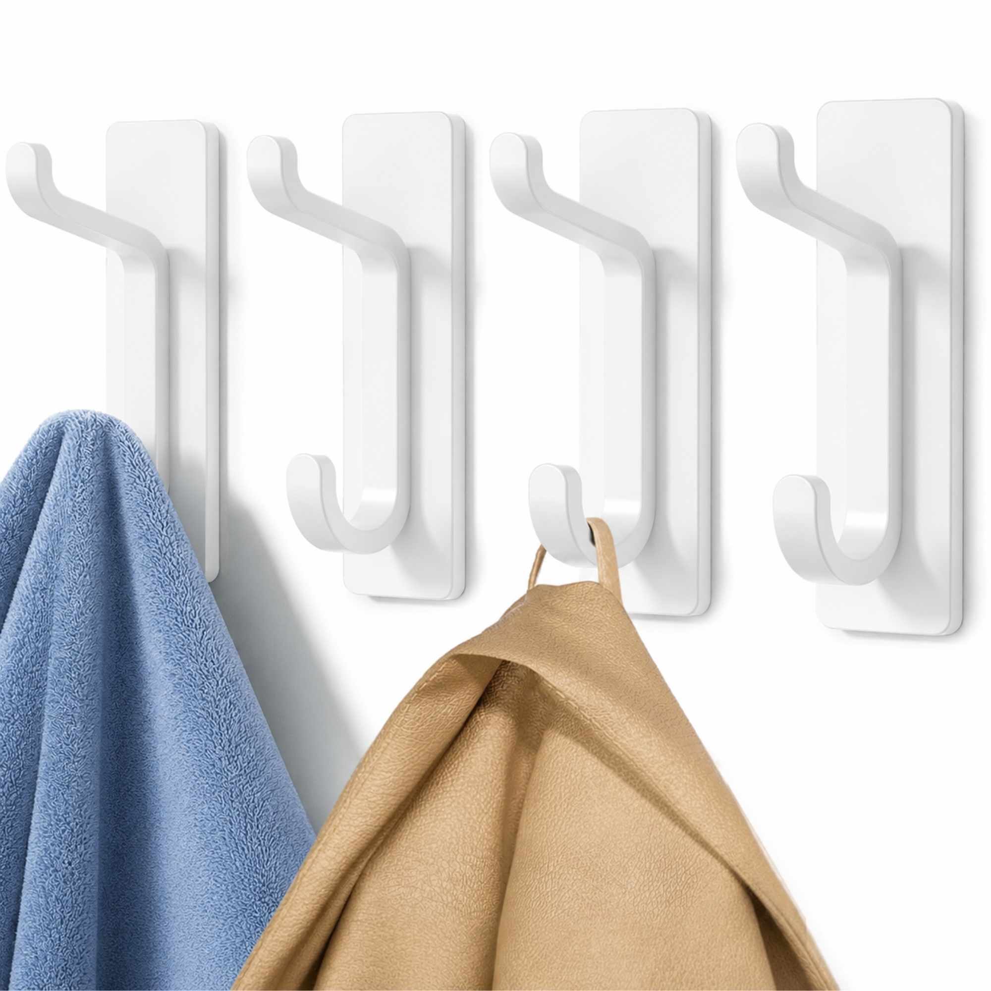 Ganchos adhesivos para pared de metal blancos 4 unidades - imagen 1