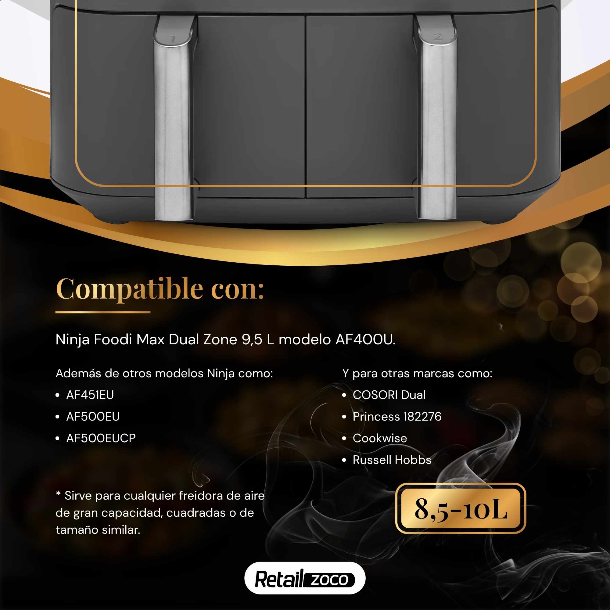 Molde Silicona cuadrado para Freidora de Aire 3 en 1 negro - imagen 3