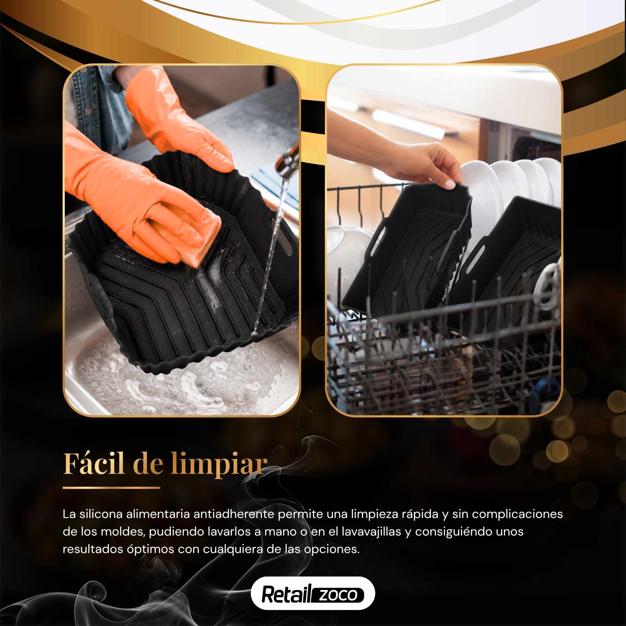 Molde Silicona cuadrado para Freidora de Aire 3 en 1 negro - imagen 5