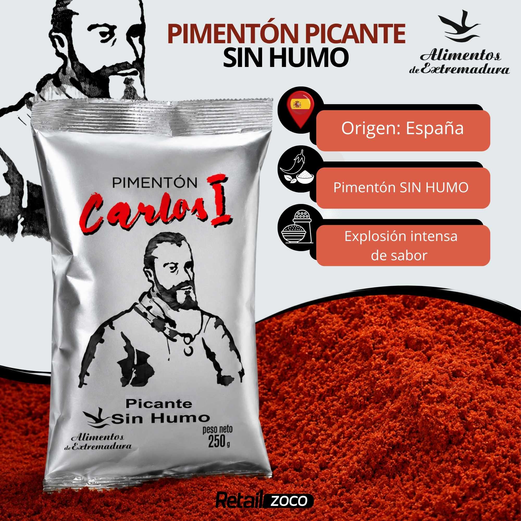 Pimentón de la Vera Sin Humo Picante Carlos I Bolsa 250 gr - imagen 2