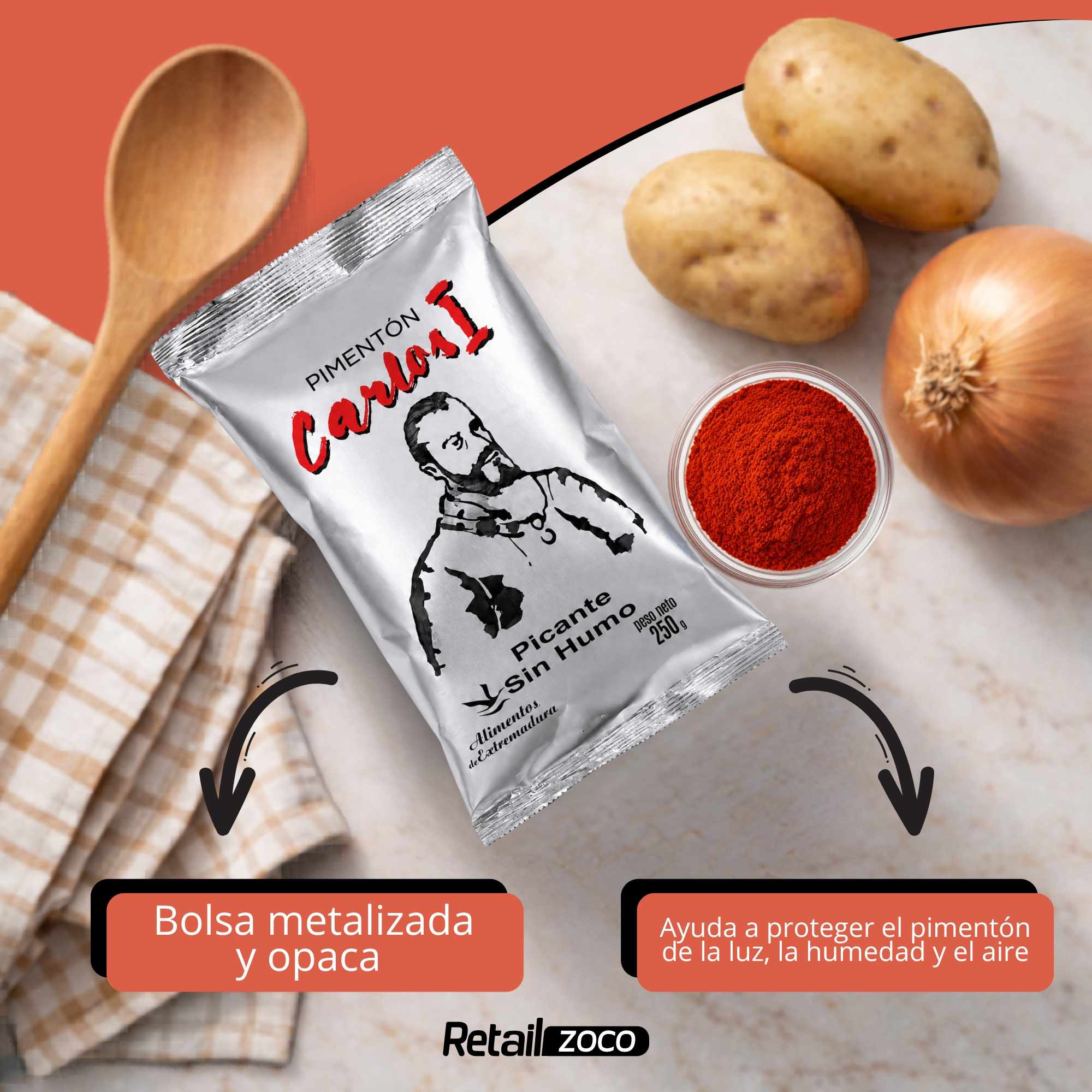 Pimentón de la Vera Sin Humo Picante Carlos I Bolsa 250 gr - imagen 5