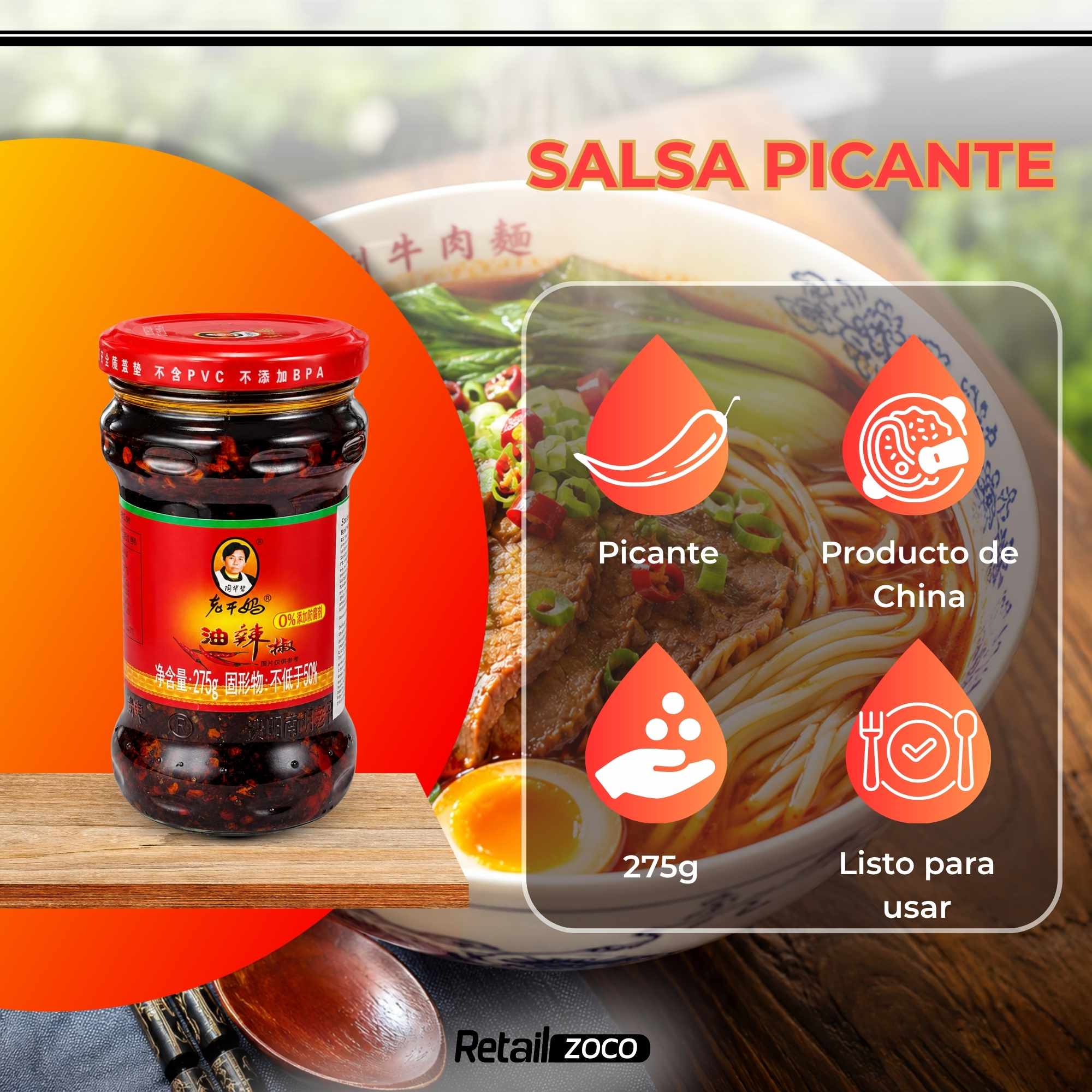 Salsa picante Laoganma Aceite de Cacahuetes 275 g - imagen 2