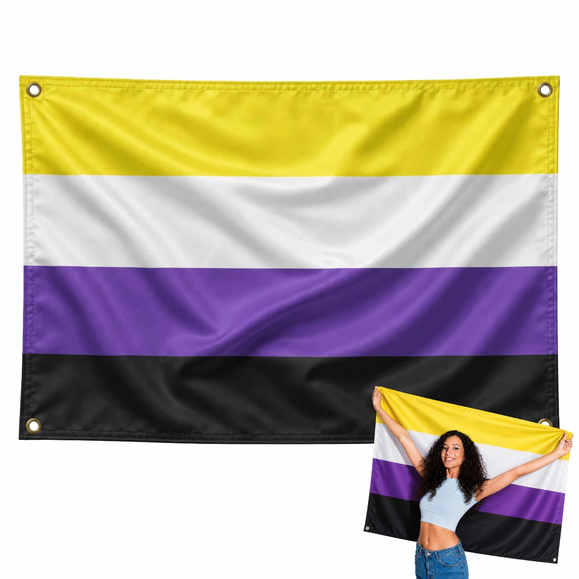 Bandera No binario 90x150 cm con 4 ojales - imagen 1