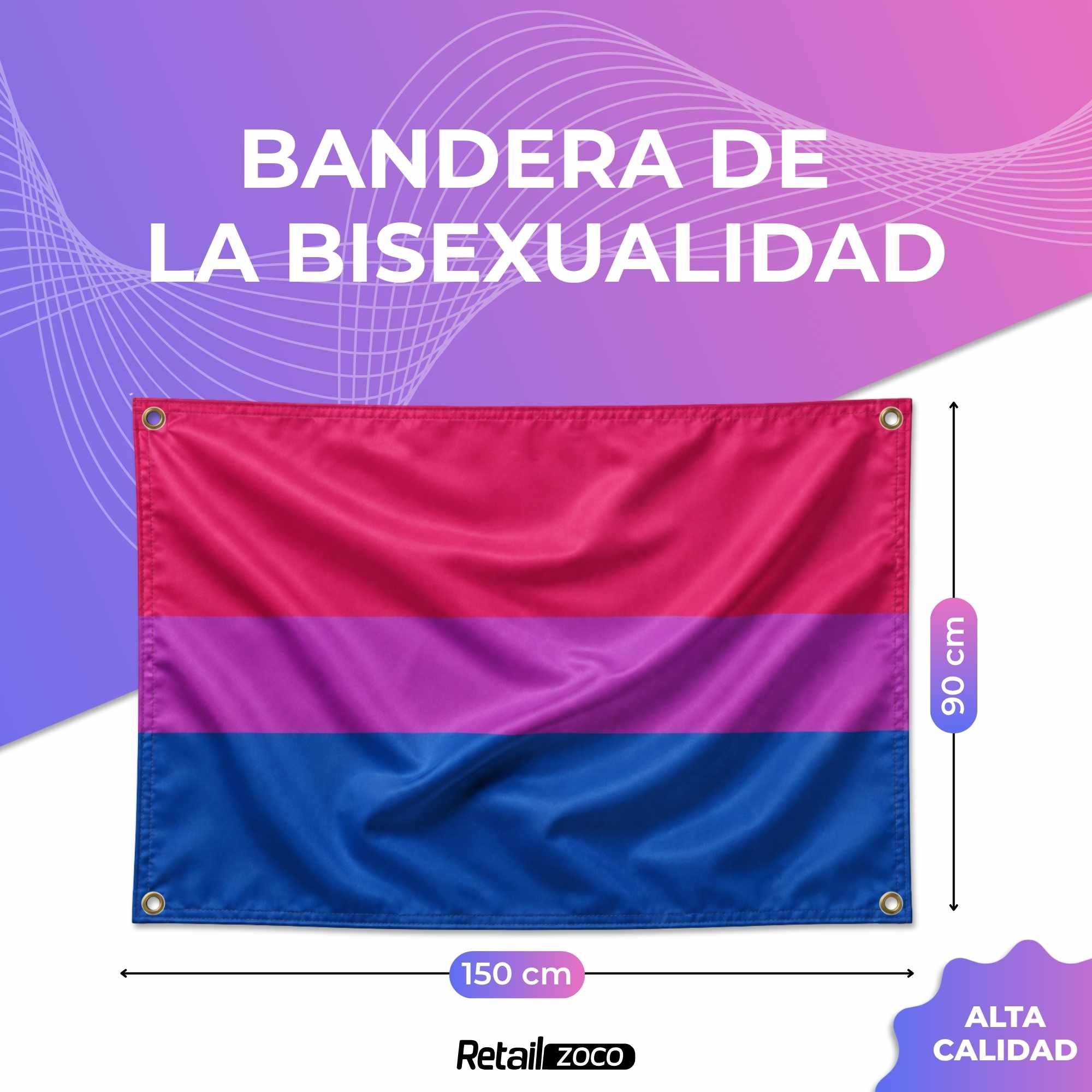 Bandera Bisexual 90x150 cm con 4 ojales - imagen 2