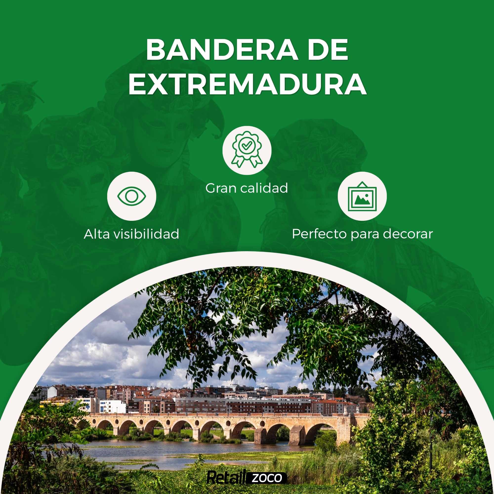 Bandera Extremadura 90x150 cm con 4 ojales - imagen 3