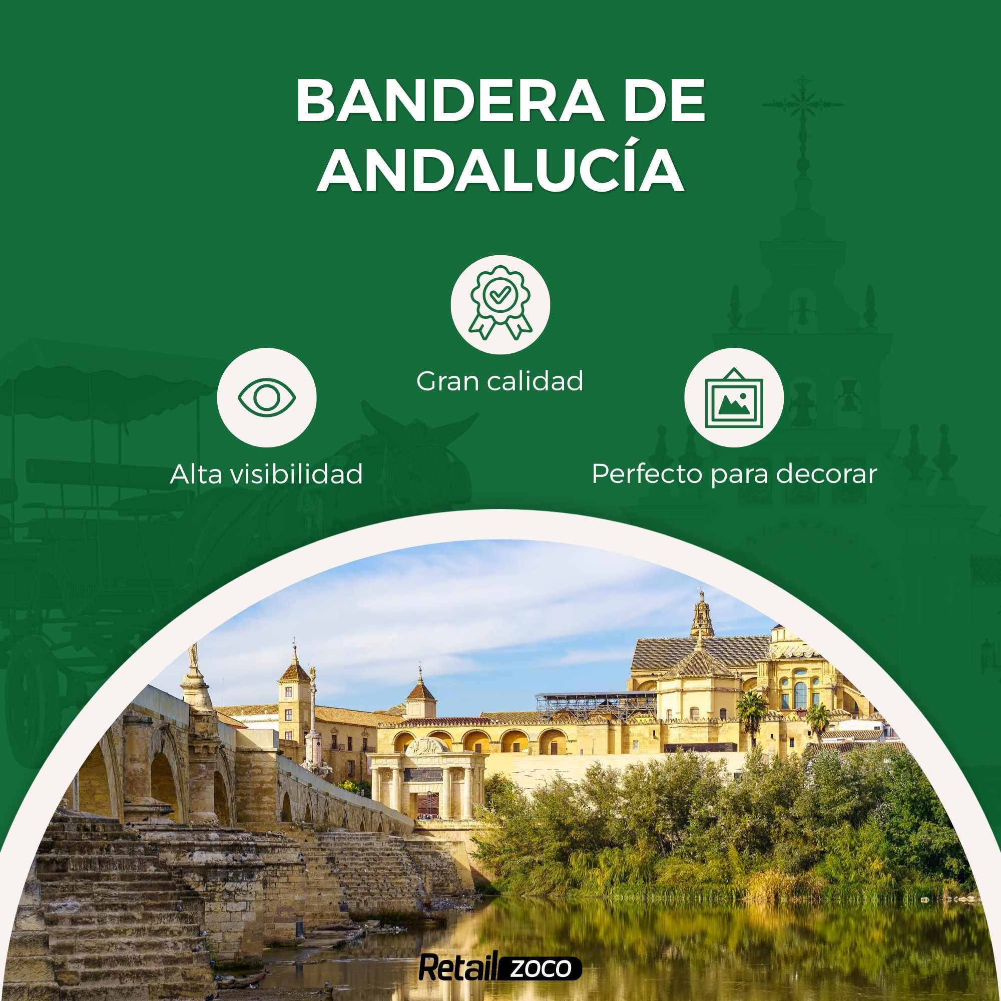 Bandera Andalucia 90x150 cm con 4 ojales - imagen 3