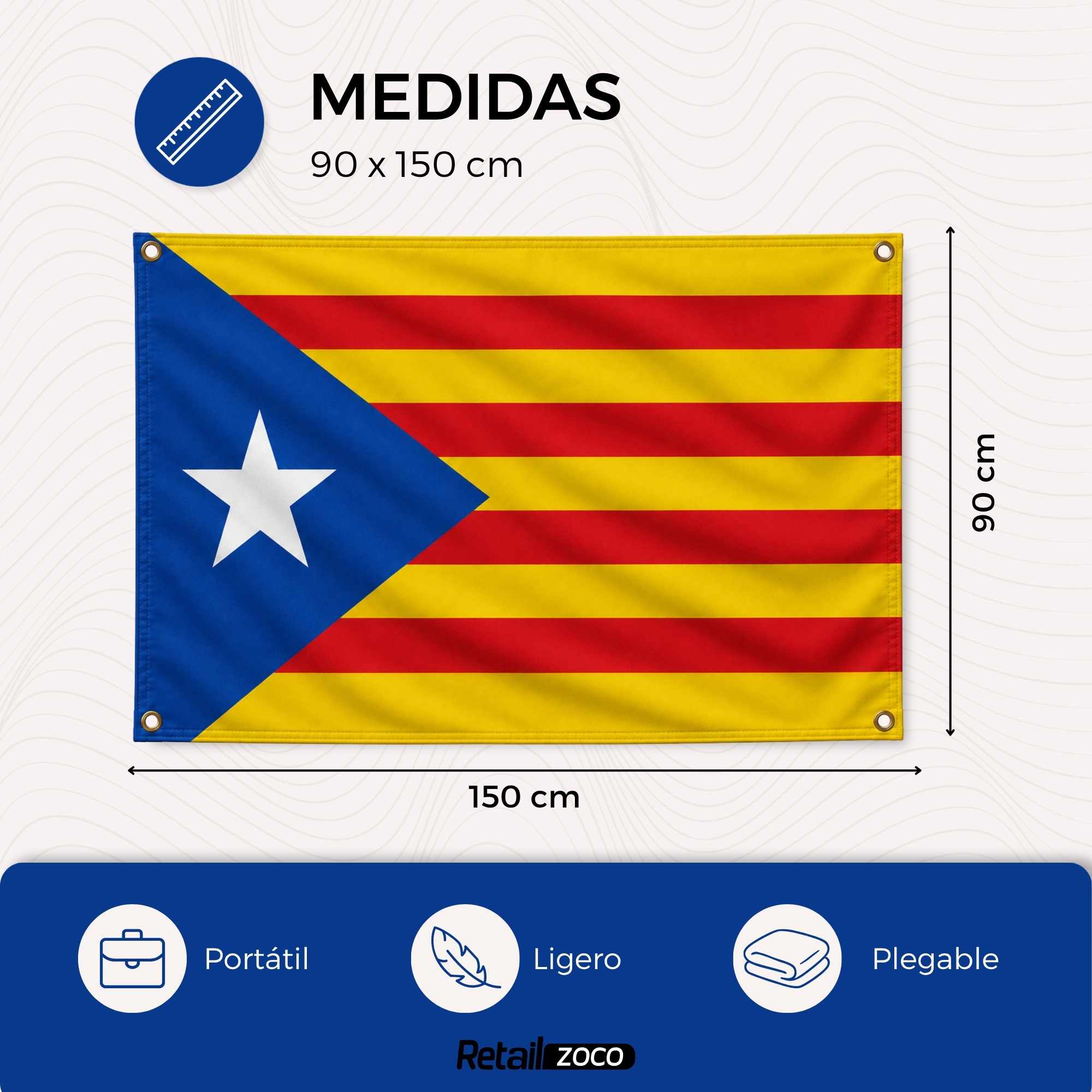 Bandera Comunidad de Cataluña 90x150 cm con 4 ojales - imagen 2