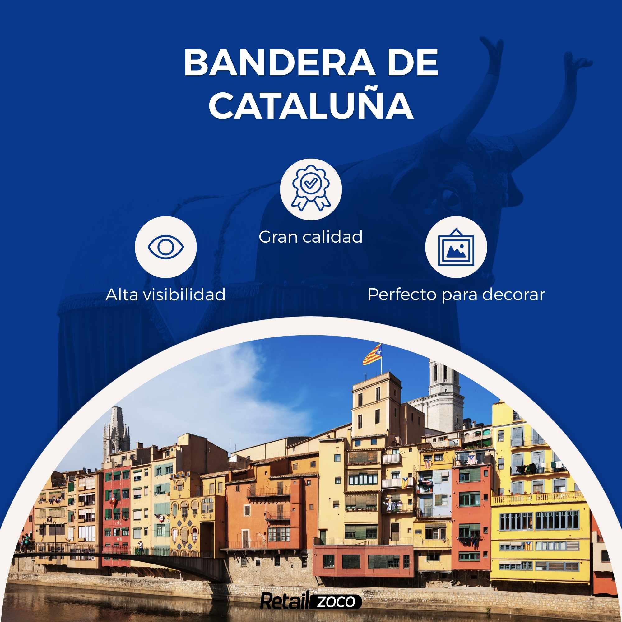 Bandera Comunidad de Cataluña 90x150 cm con 4 ojales - imagen 3