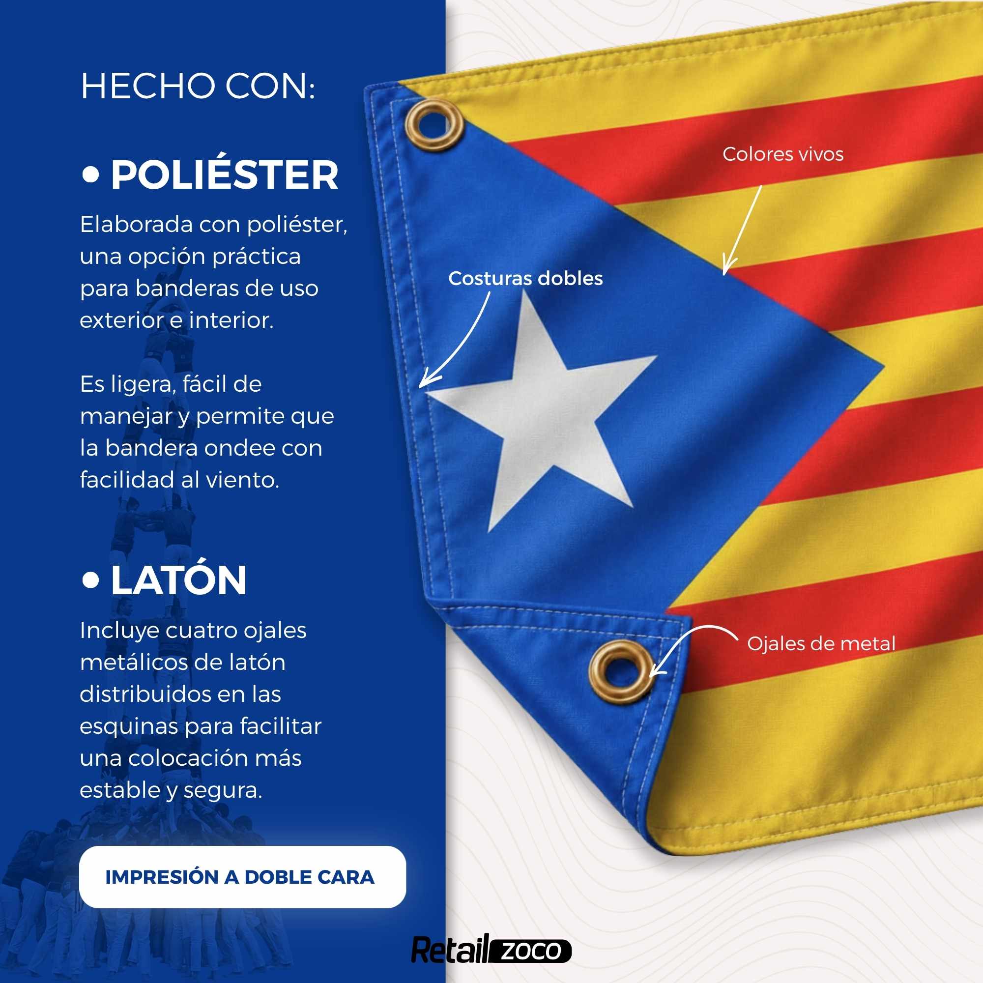Bandera Comunidad de Cataluña 90x150 cm con 4 ojales - imagen 5