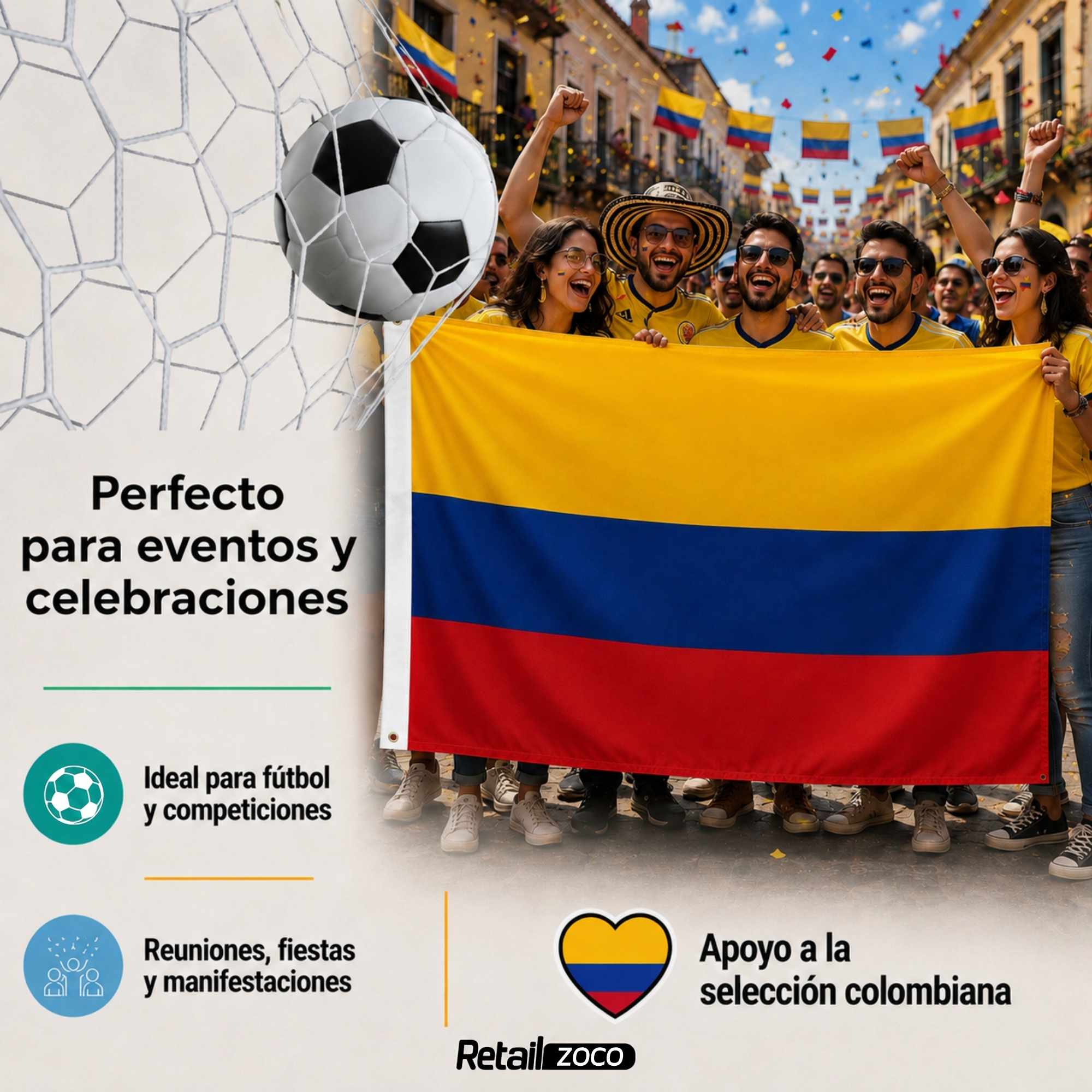 Bandera Colombia 90x150 cm con 2 ojales - imagen 4