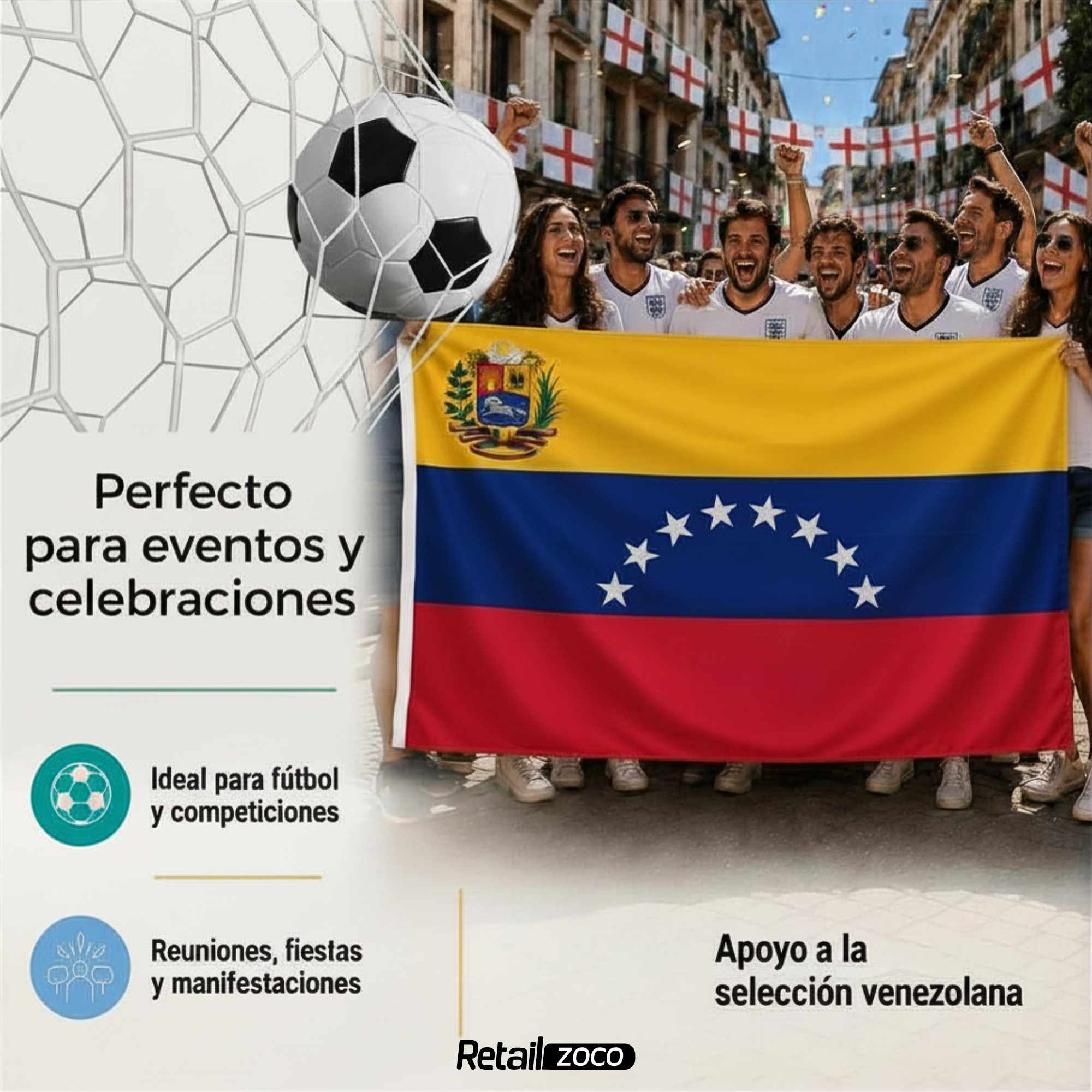Bandera Venezuela 90x150 cm con 2 ojales - imagen 4