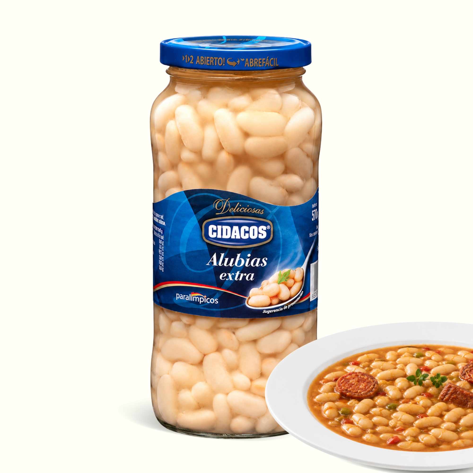 Alubias blancas cocidas Extra Tarro cristal 1 Kg