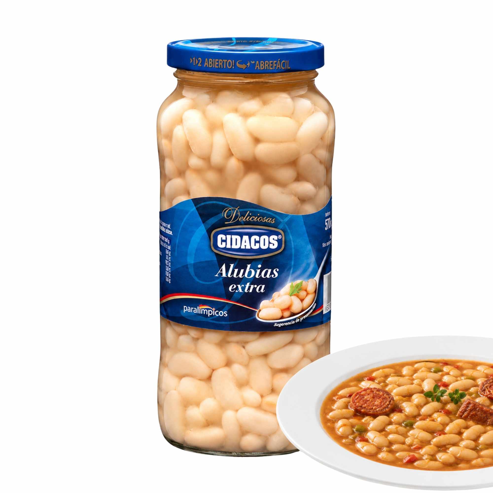 Alubias blancas cocidas Extra Tarro cristal 1 Kg