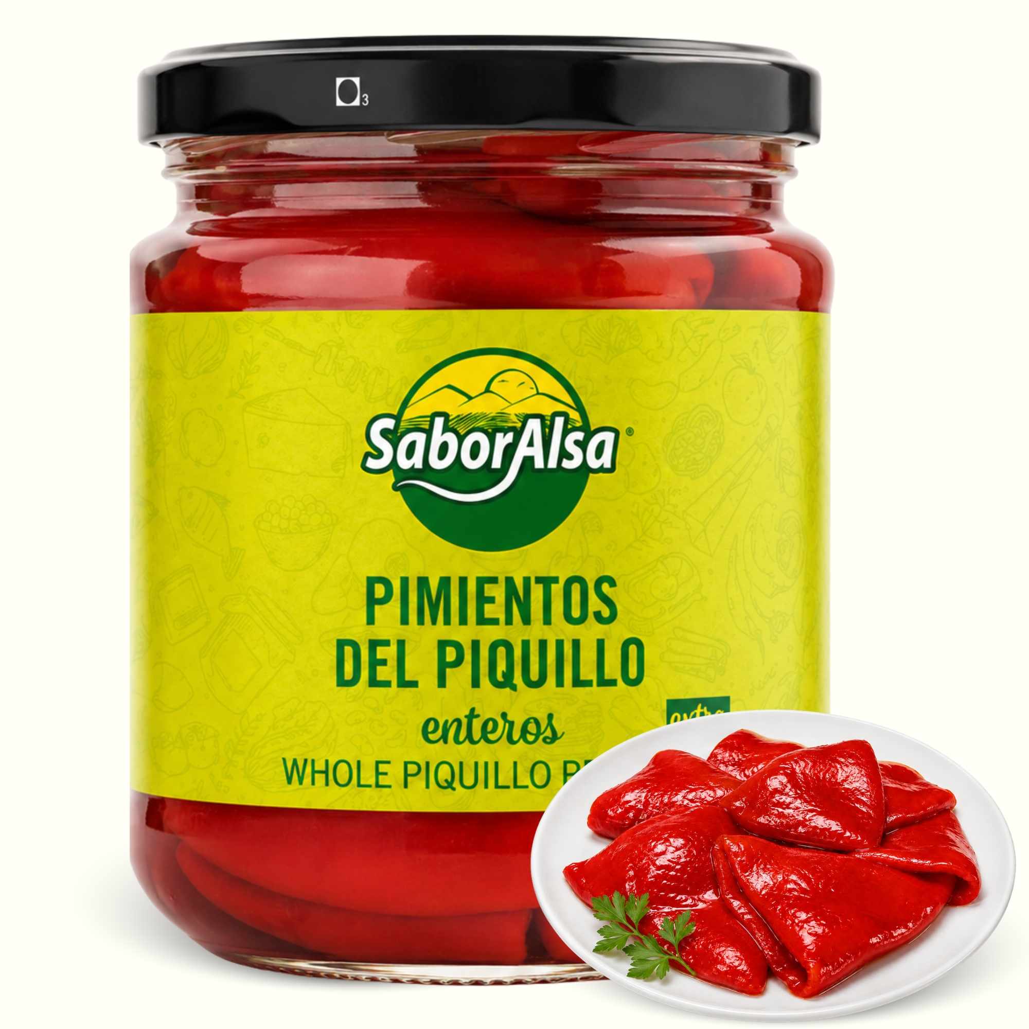 Pimientos del piquillo enteros extra Tarro cristal 340 g