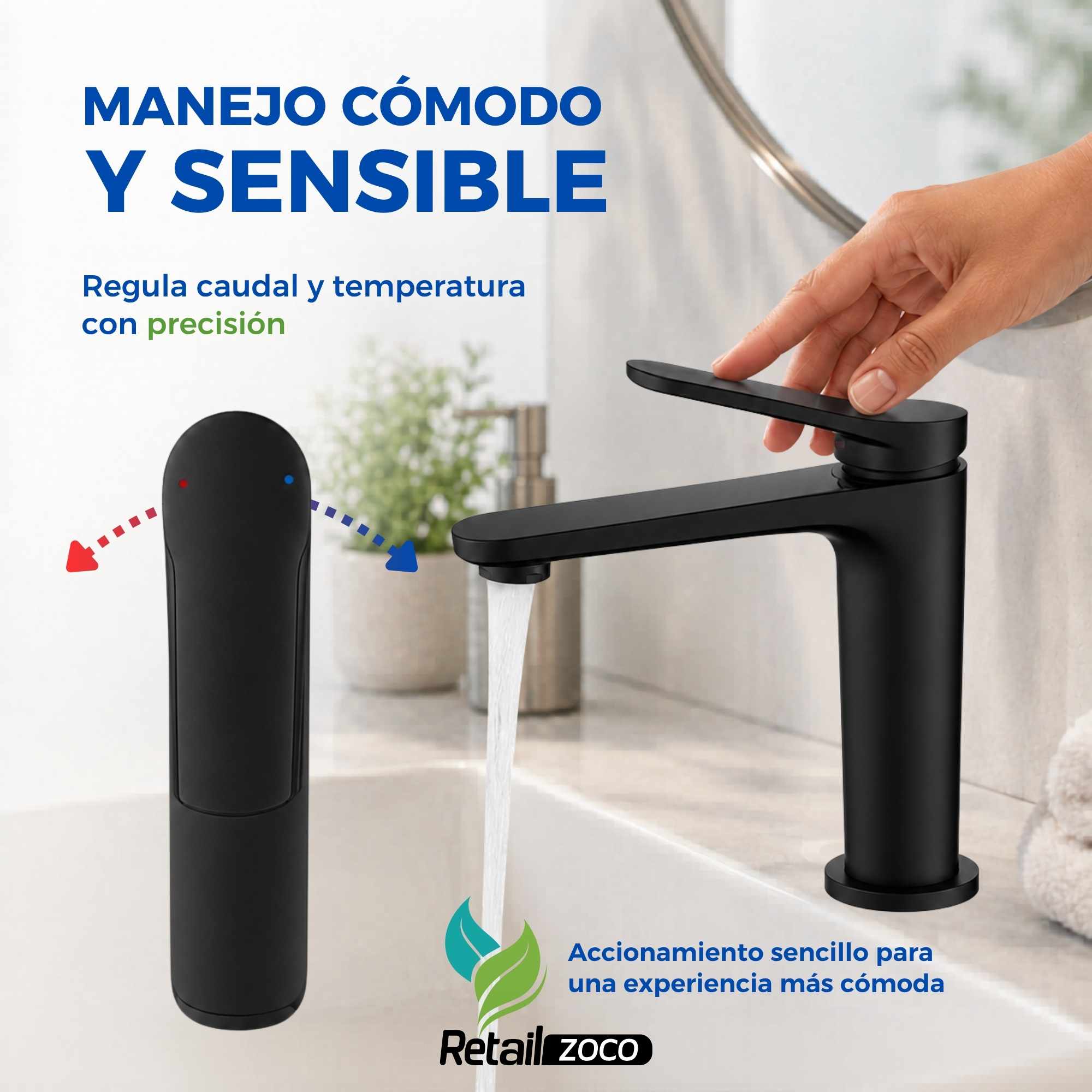 Grifo Monomando para lavabo Negro Mate Borras Colección Avance - imagen 7