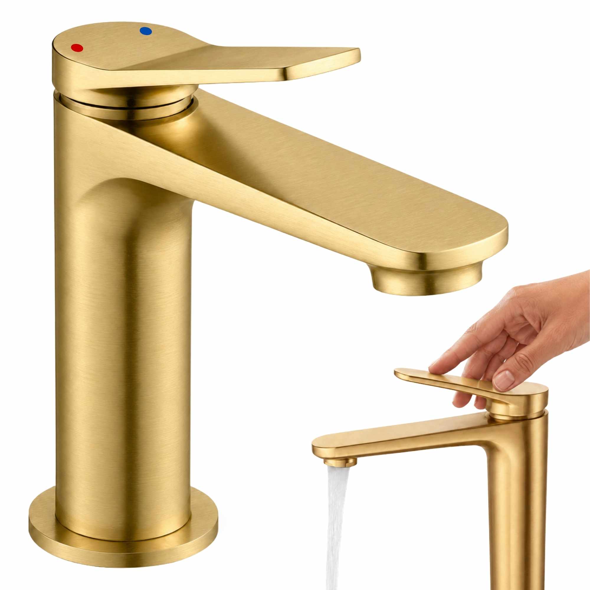 Grifo Monomando para lavabo Dorado Cepillado e Borras Colección Avance