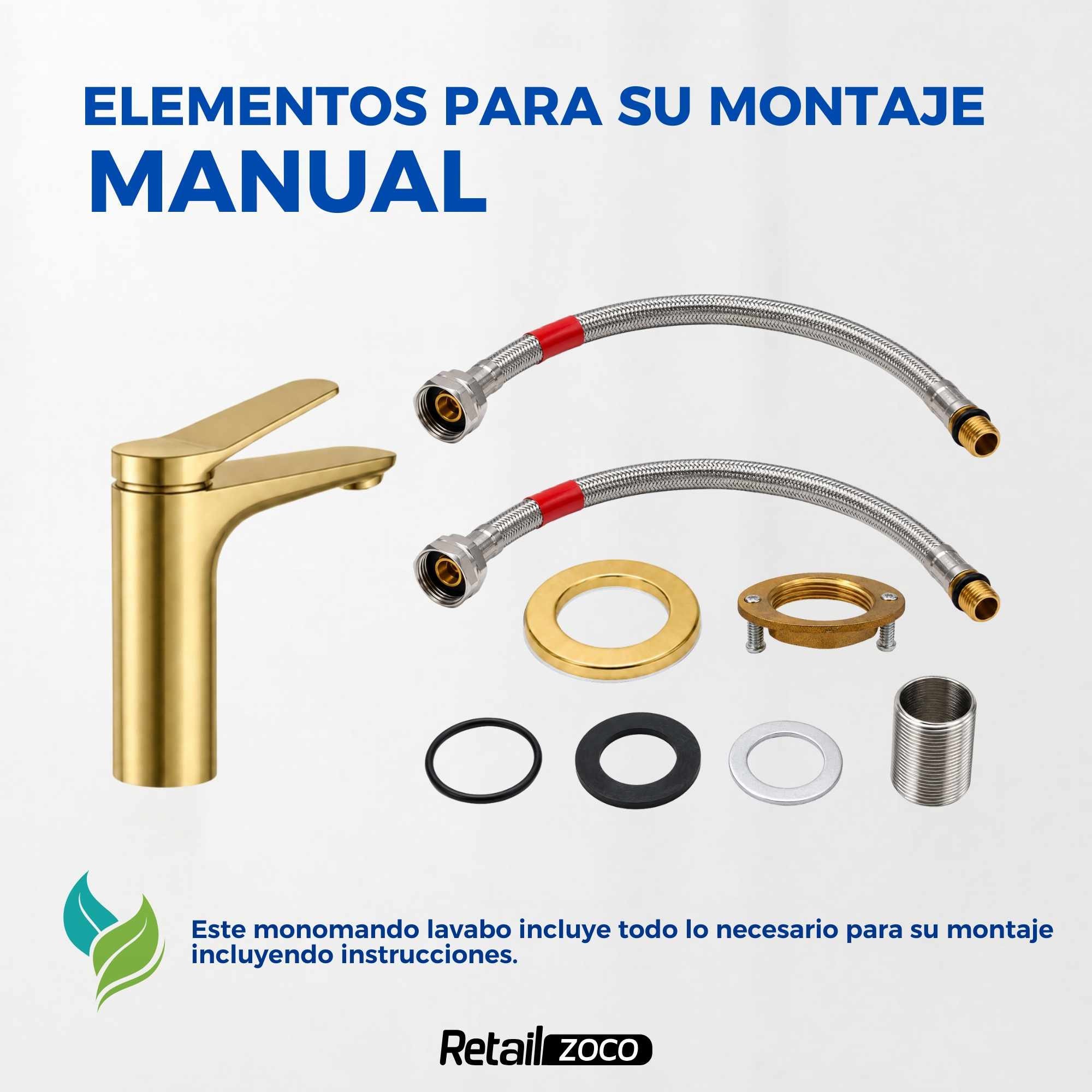 Grifo Monomando para lavabo Dorado Cepillado e Borras Colección Avance - imagen 6