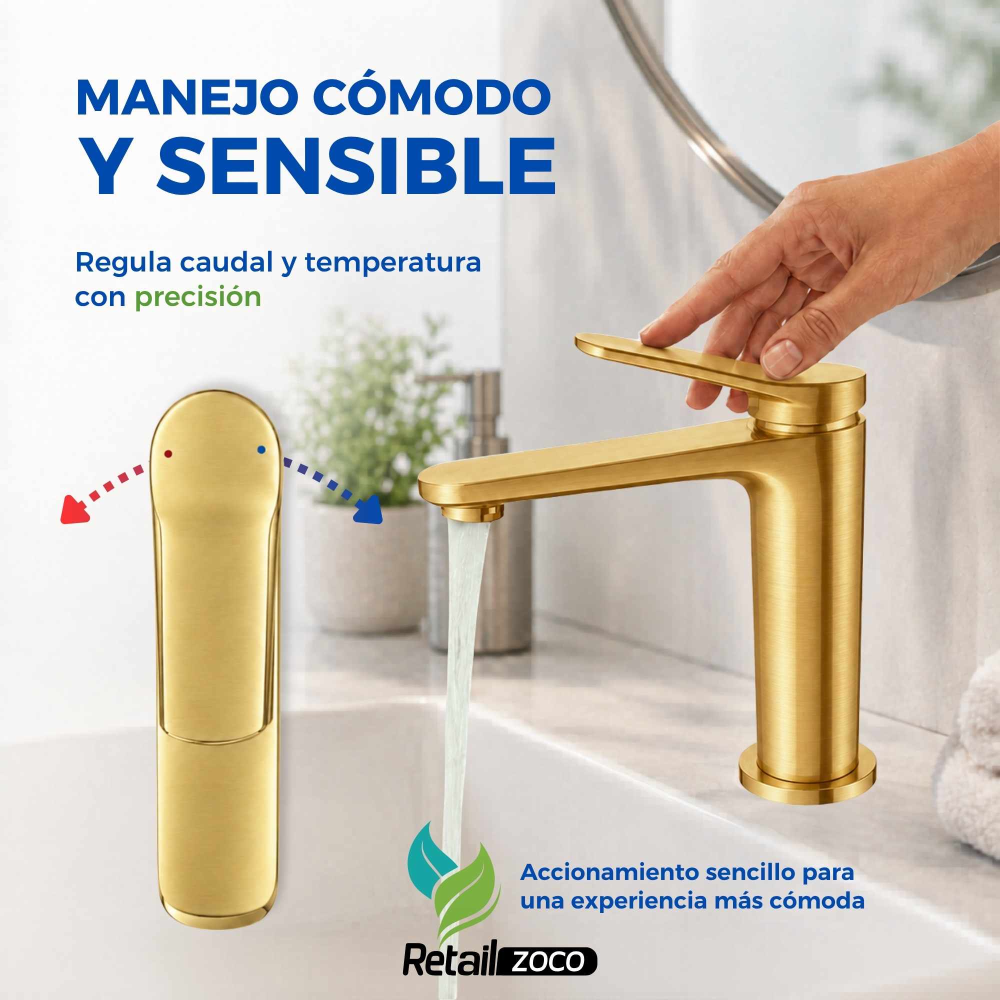 Grifo Monomando para lavabo Dorado Cepillado e Borras Colección Avance - imagen 7