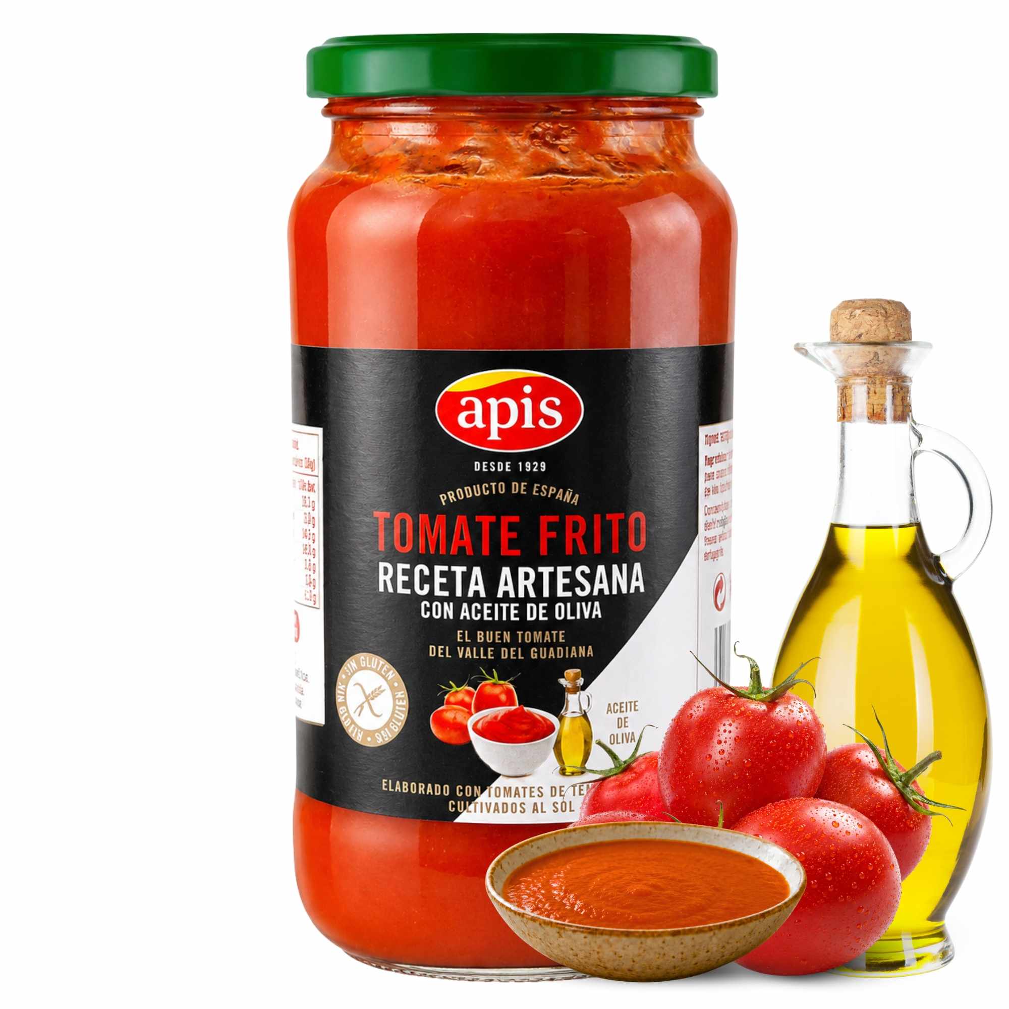 Tomate frito Apis Receta artesanal en aceite de oliva Tarro Cristal 550 g Sin Gluten - imagen 1