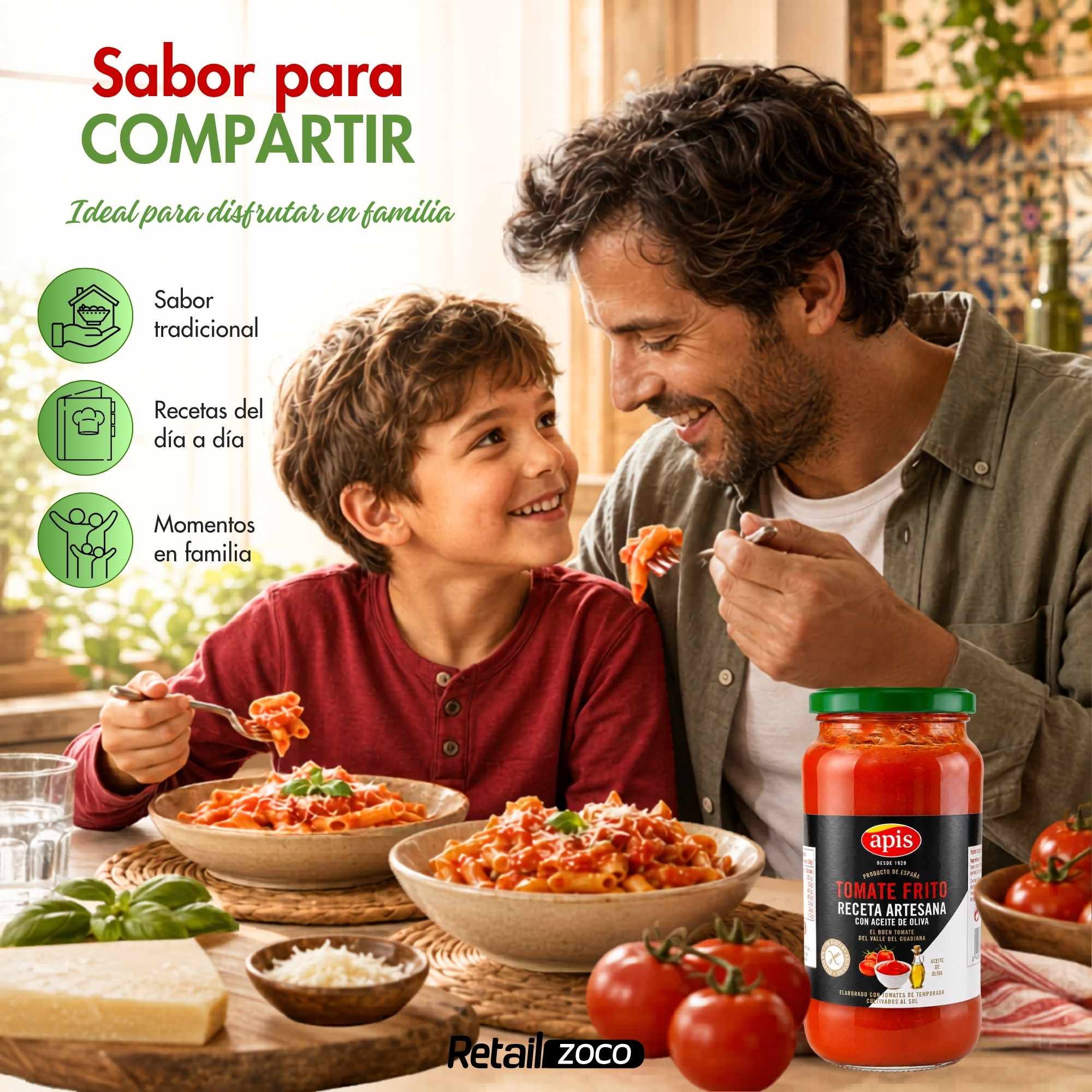 Tomate frito Apis Receta artesanal en aceite de oliva Tarro Cristal 550 g Sin Gluten - imagen 5