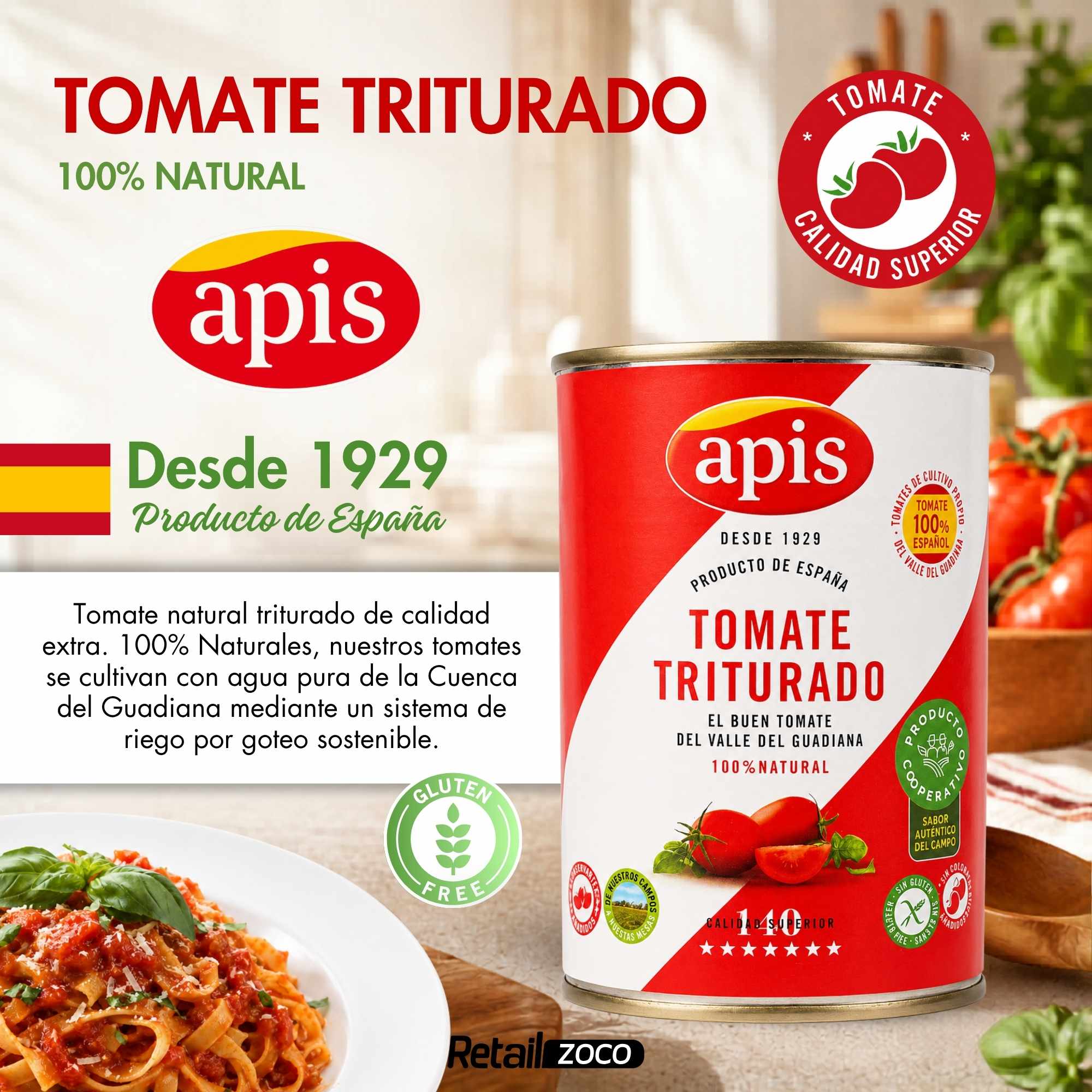 Tomate triturado Apis Lata 400 g Sin Gluten - imagen 2